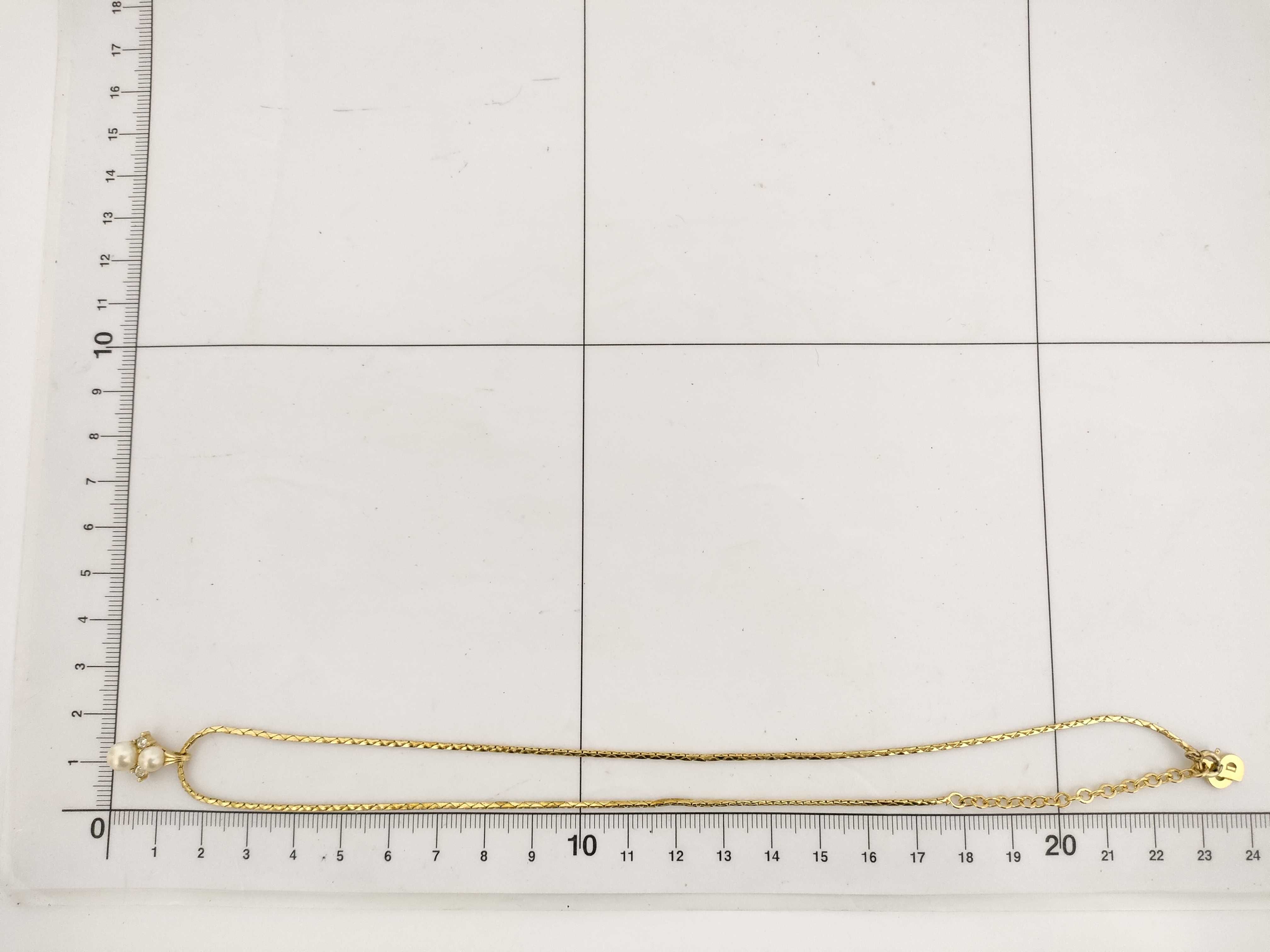 Vintage Christian Dior Gold Plated Faux Pearl and Rhinestone Pendant Necklace