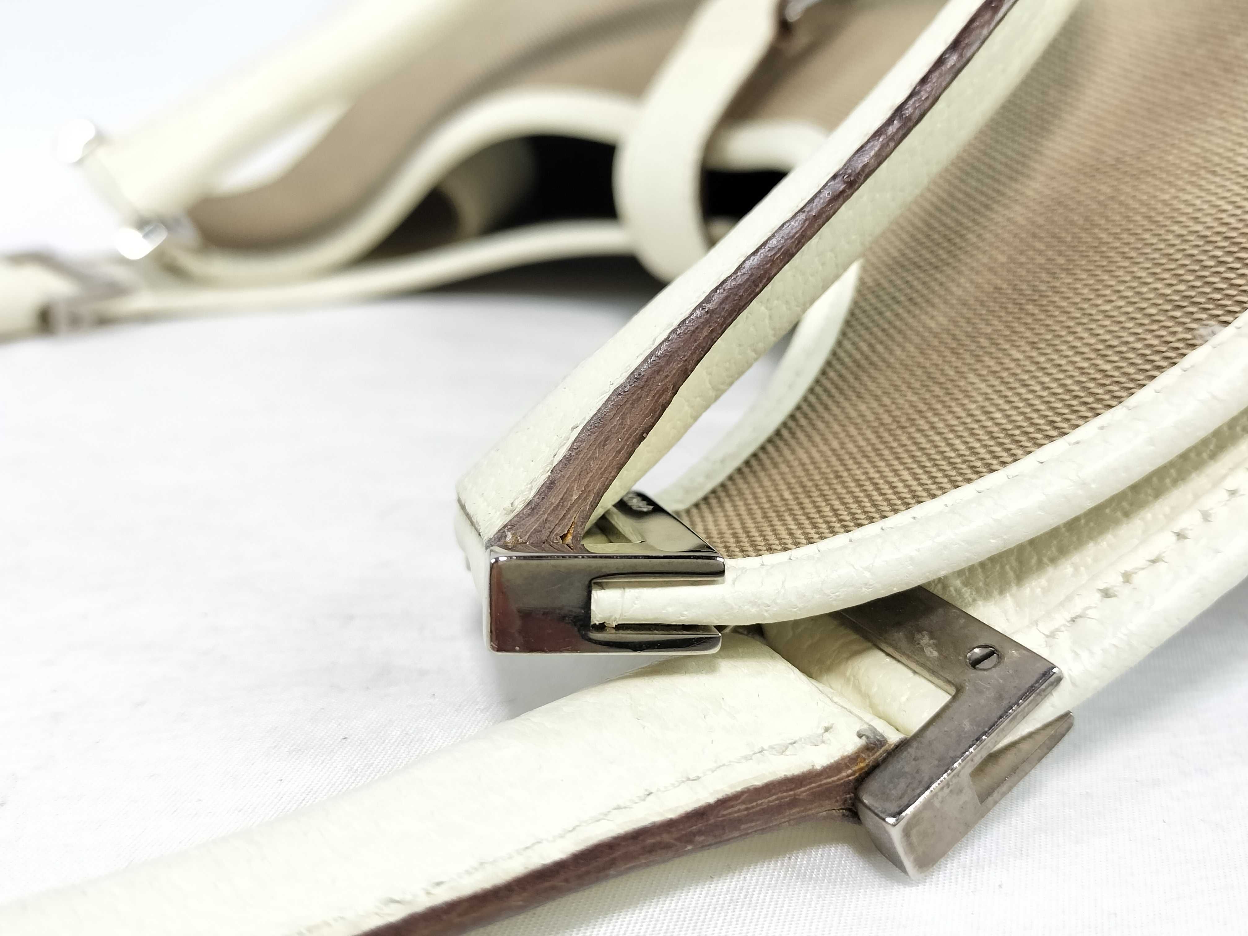 Gucci Piston Lock Bardot Canvas and Leather Hobo Bag