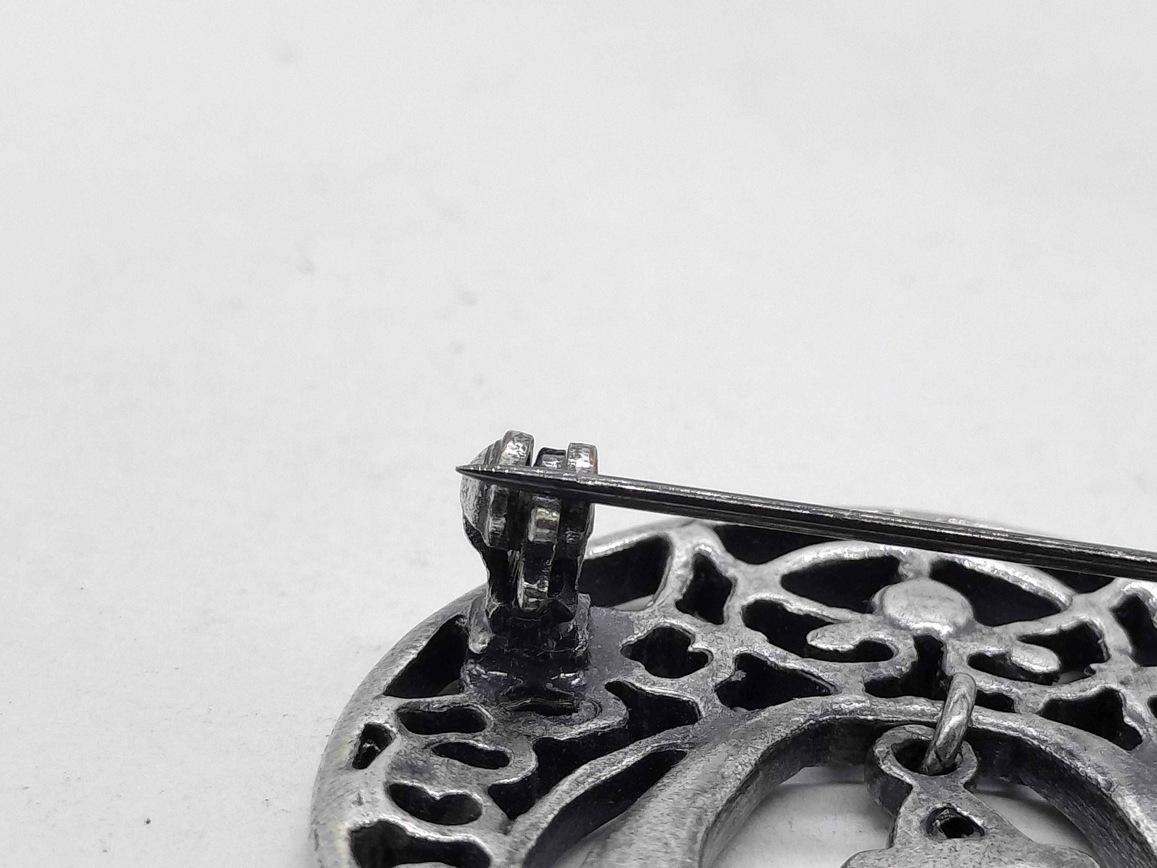 Christian Dior Vintage Silver-Tone and Rhinestone Openwork Pendant Brooch