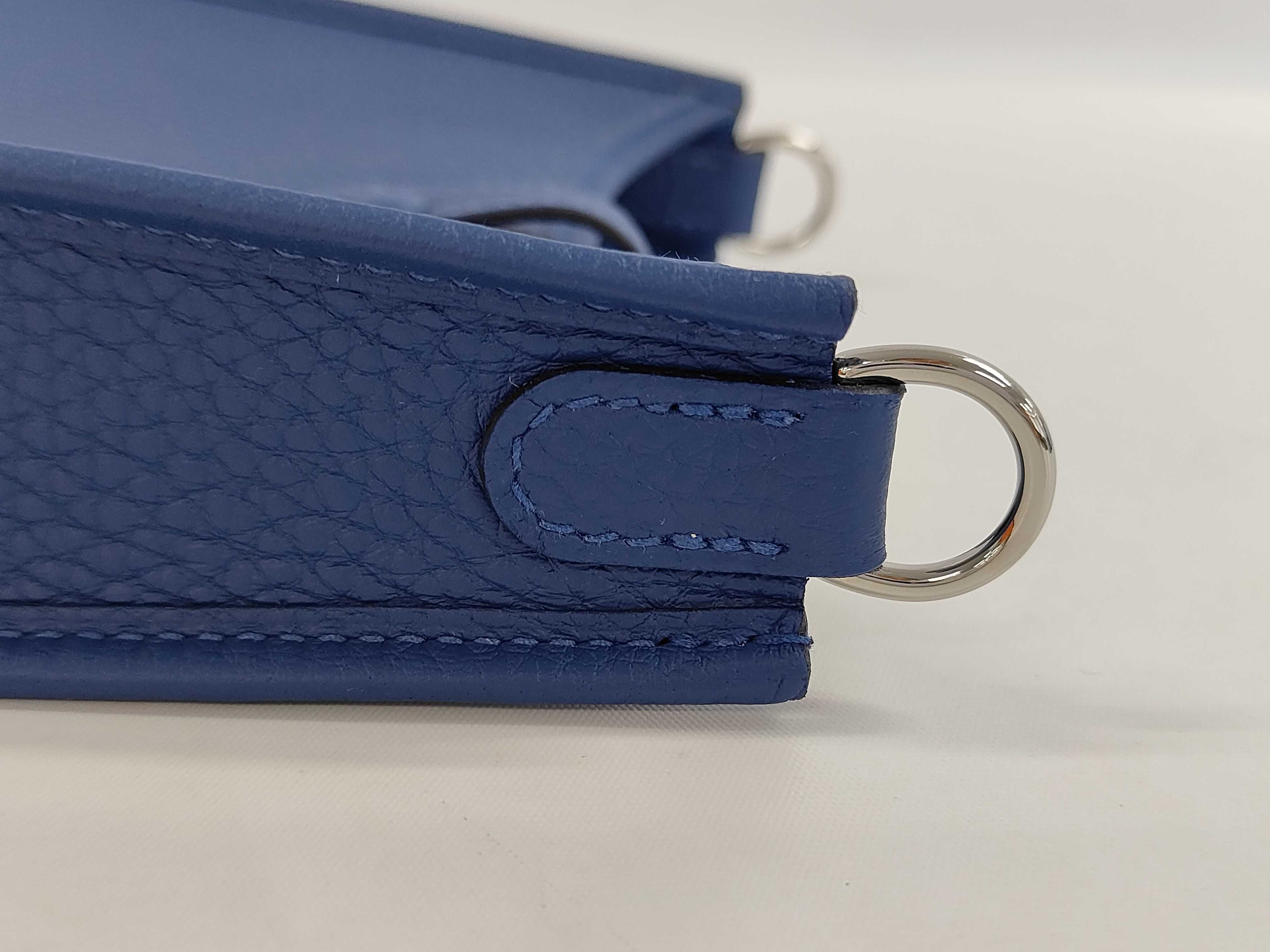 Hermes Evelyne 16 TPM Blue Taurillon Clemence Leather Crossbody Bag with Box