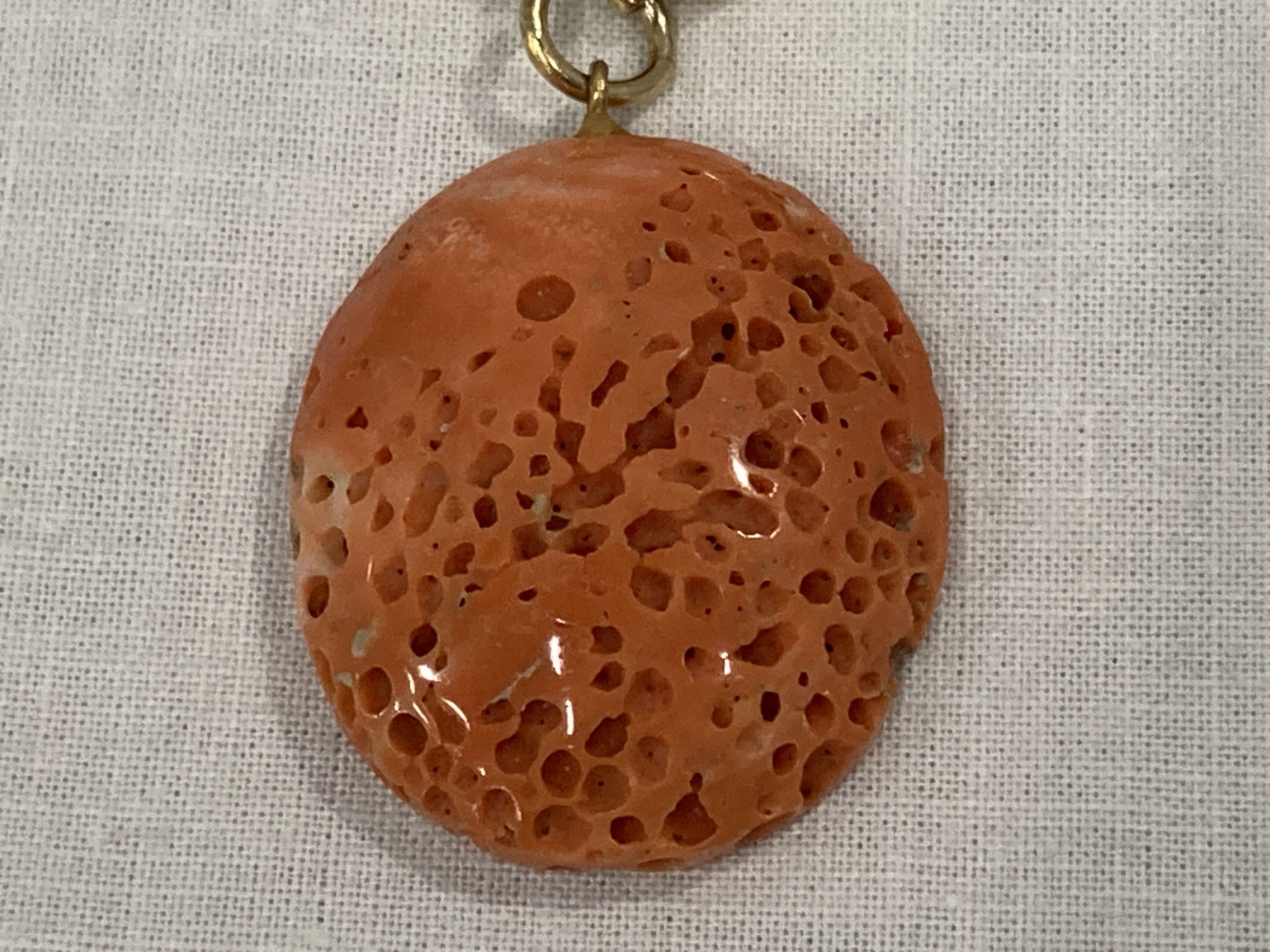 Sponge Coral Pendant on Leather Cord Necklace