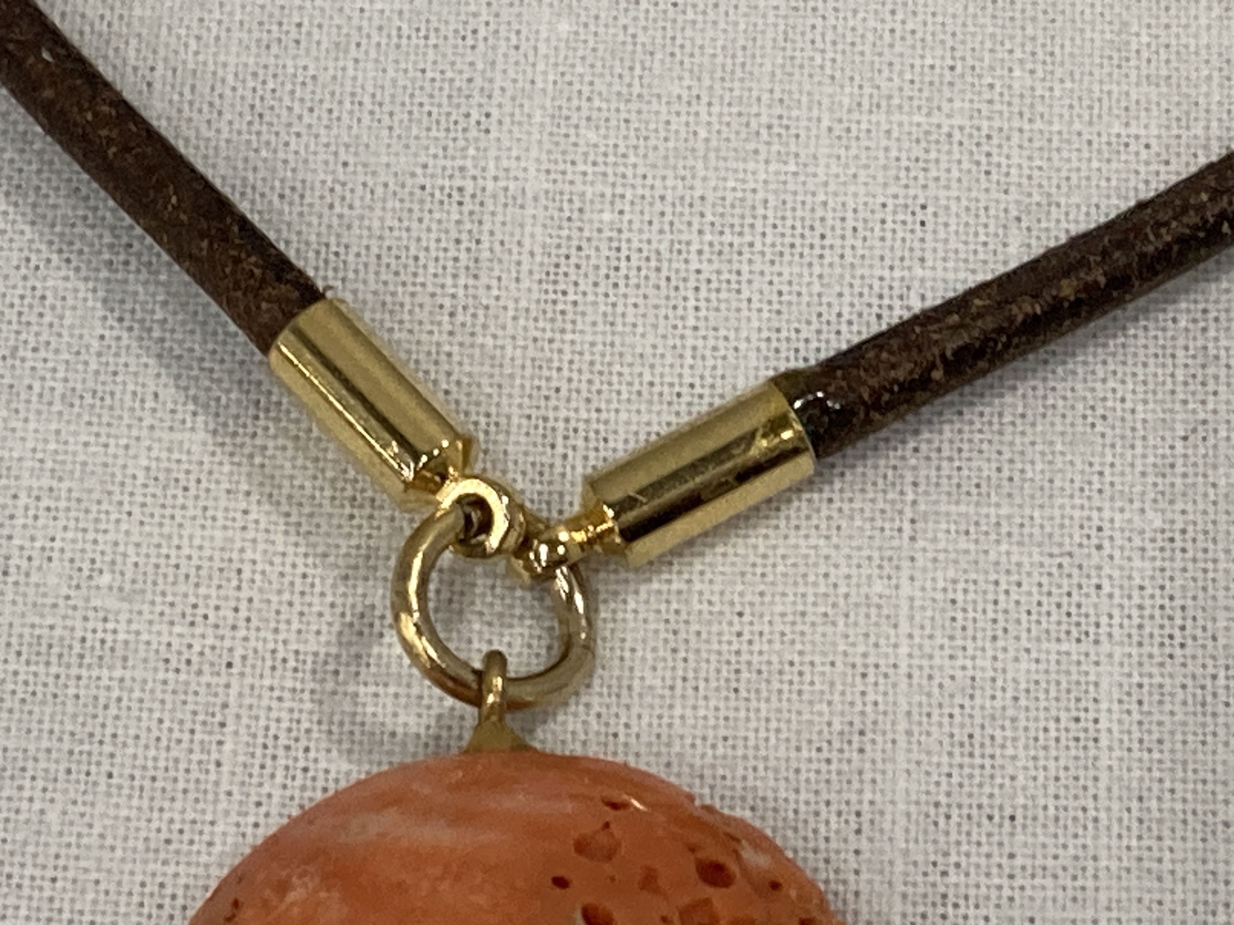 Sponge Coral Pendant on Leather Cord Necklace