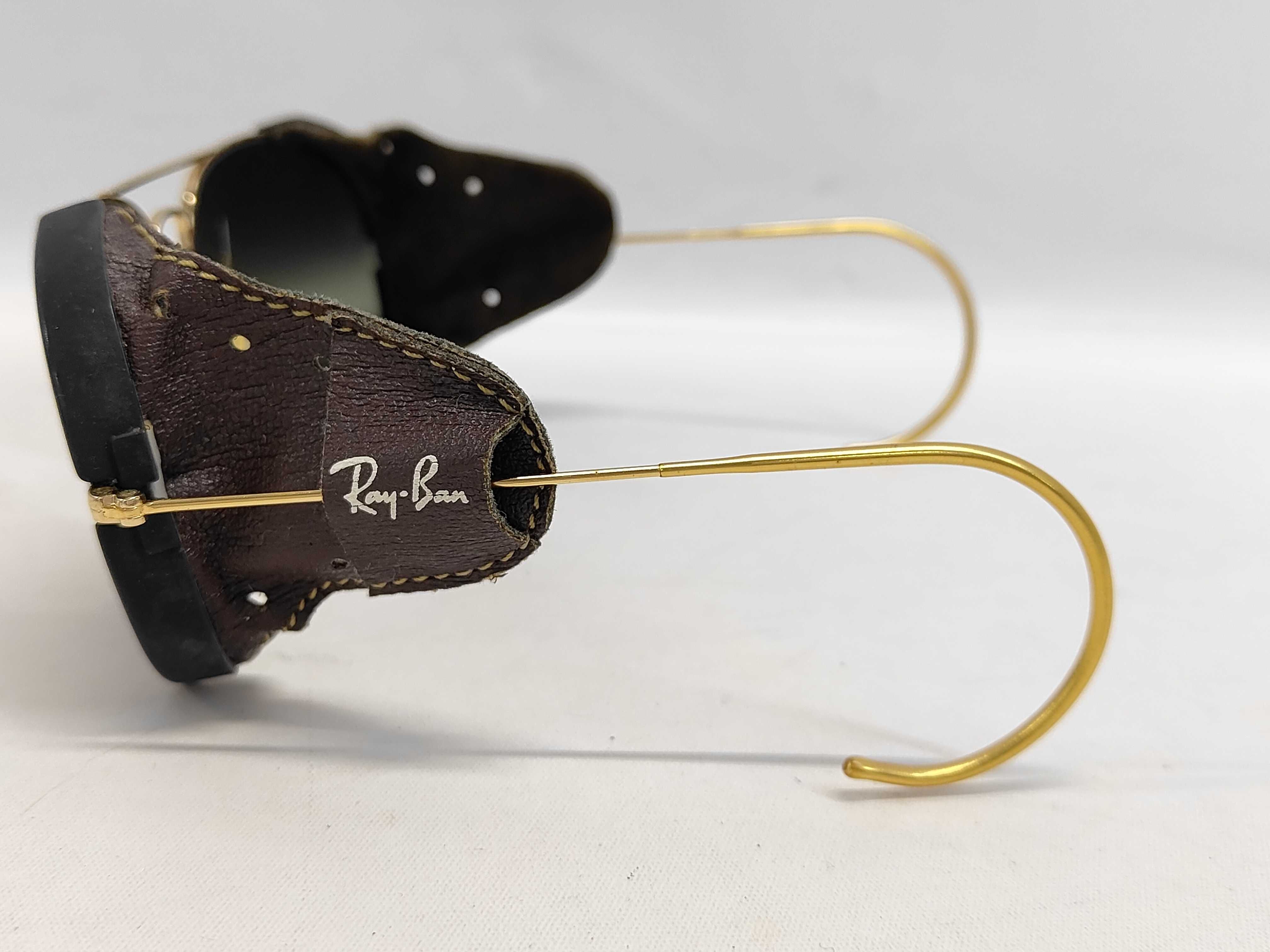 Vintage Ray-Ban Bausch & Lomb Gold-Toned Aviator Sunglasses with Leather Side Shields
