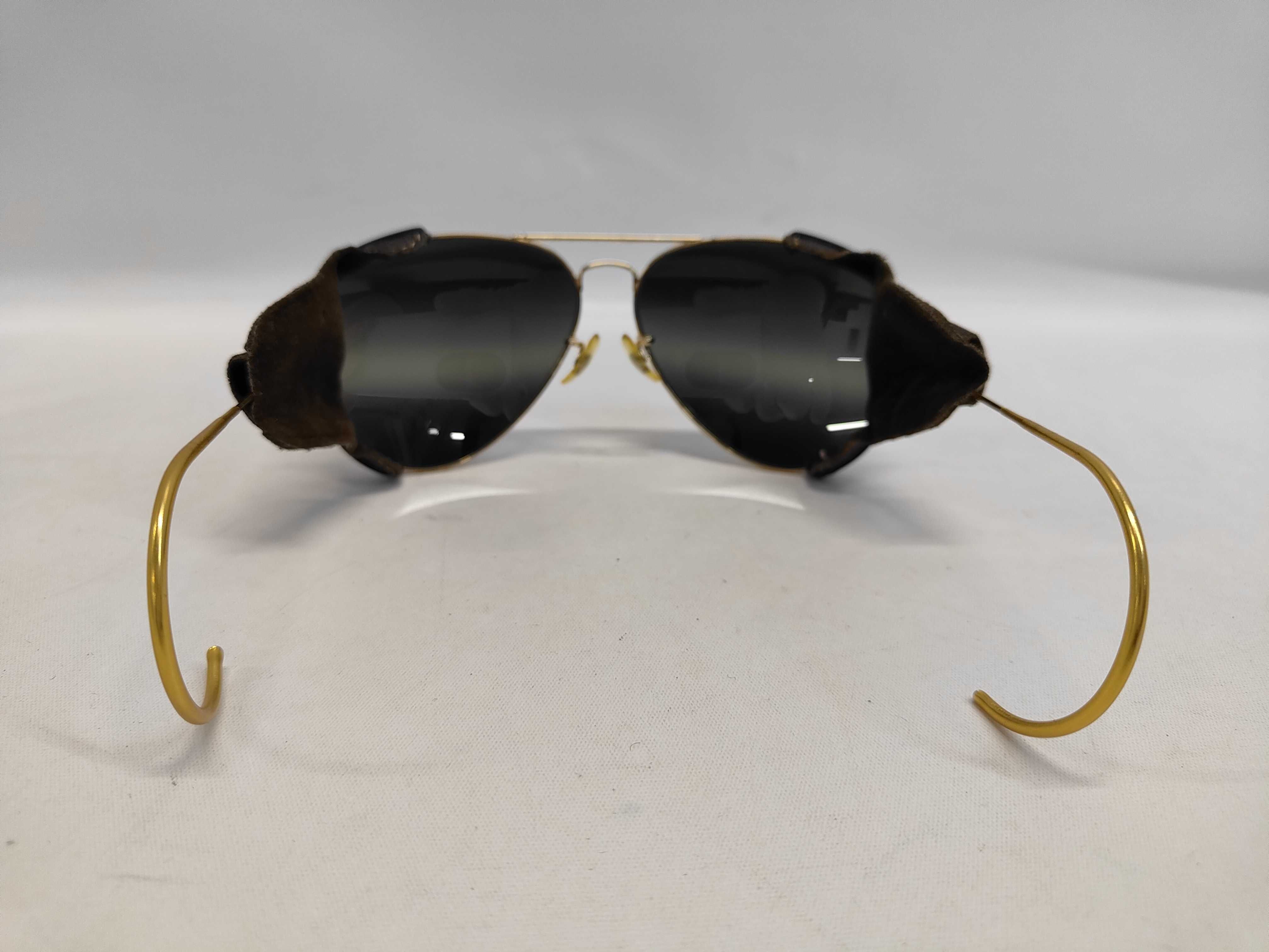 Vintage Ray-Ban Bausch & Lomb Gold-Toned Aviator Sunglasses with Leather Side Shields