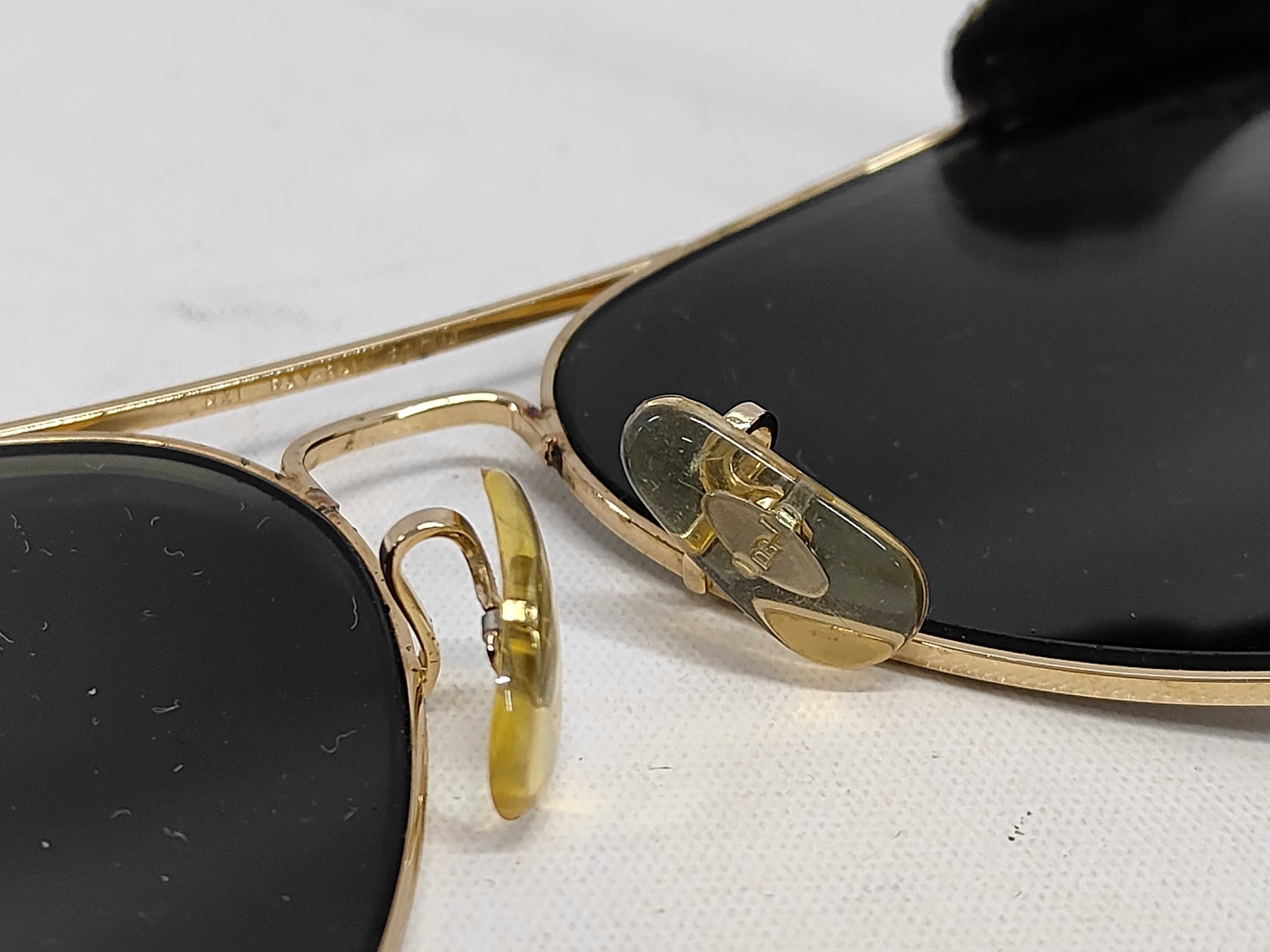 Vintage Ray-Ban Bausch & Lomb Gold-Toned Aviator Sunglasses with Leather Side Shields