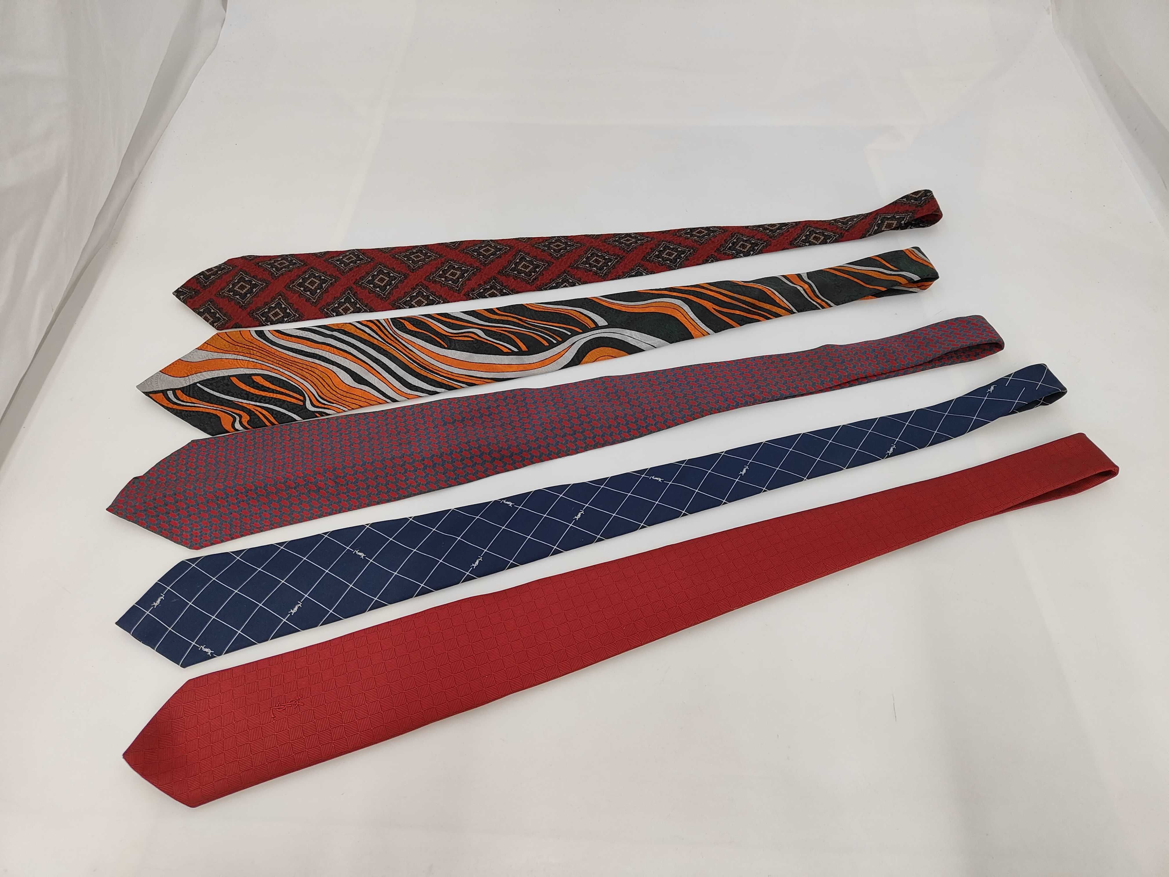 Lot of Five Yves Saint Laurent Silk Neckties
