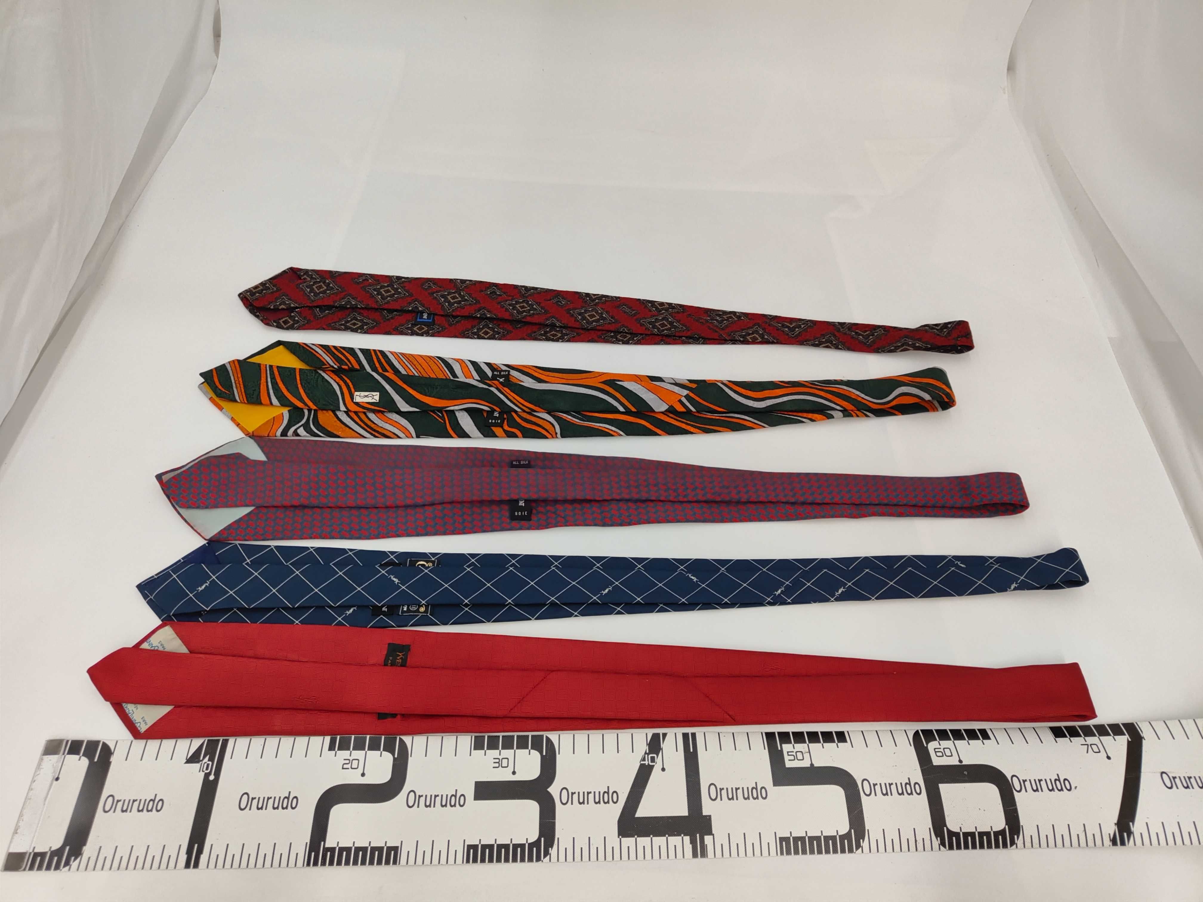 Lot of Five Yves Saint Laurent Silk Neckties