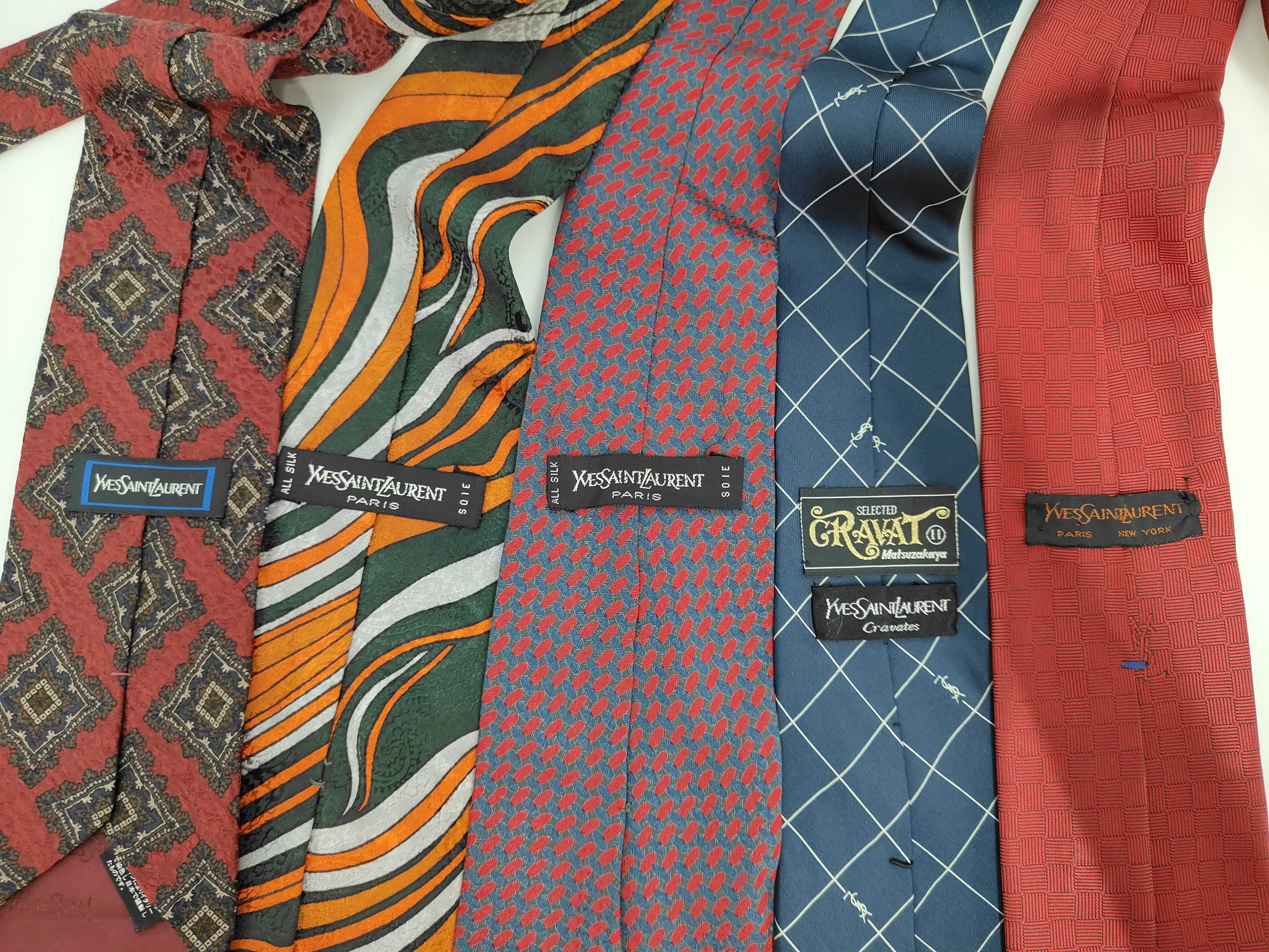 Lot of Five Yves Saint Laurent Silk Neckties