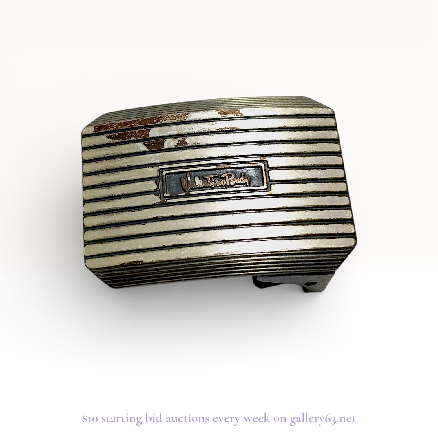 Valentino Rudy Ribbed Sterling Silver Belt Buckle