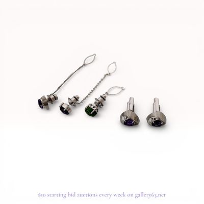 An Assortment of Men's 900 Silver and Amethyst Jewelry. An assortment of men's jewelry including 