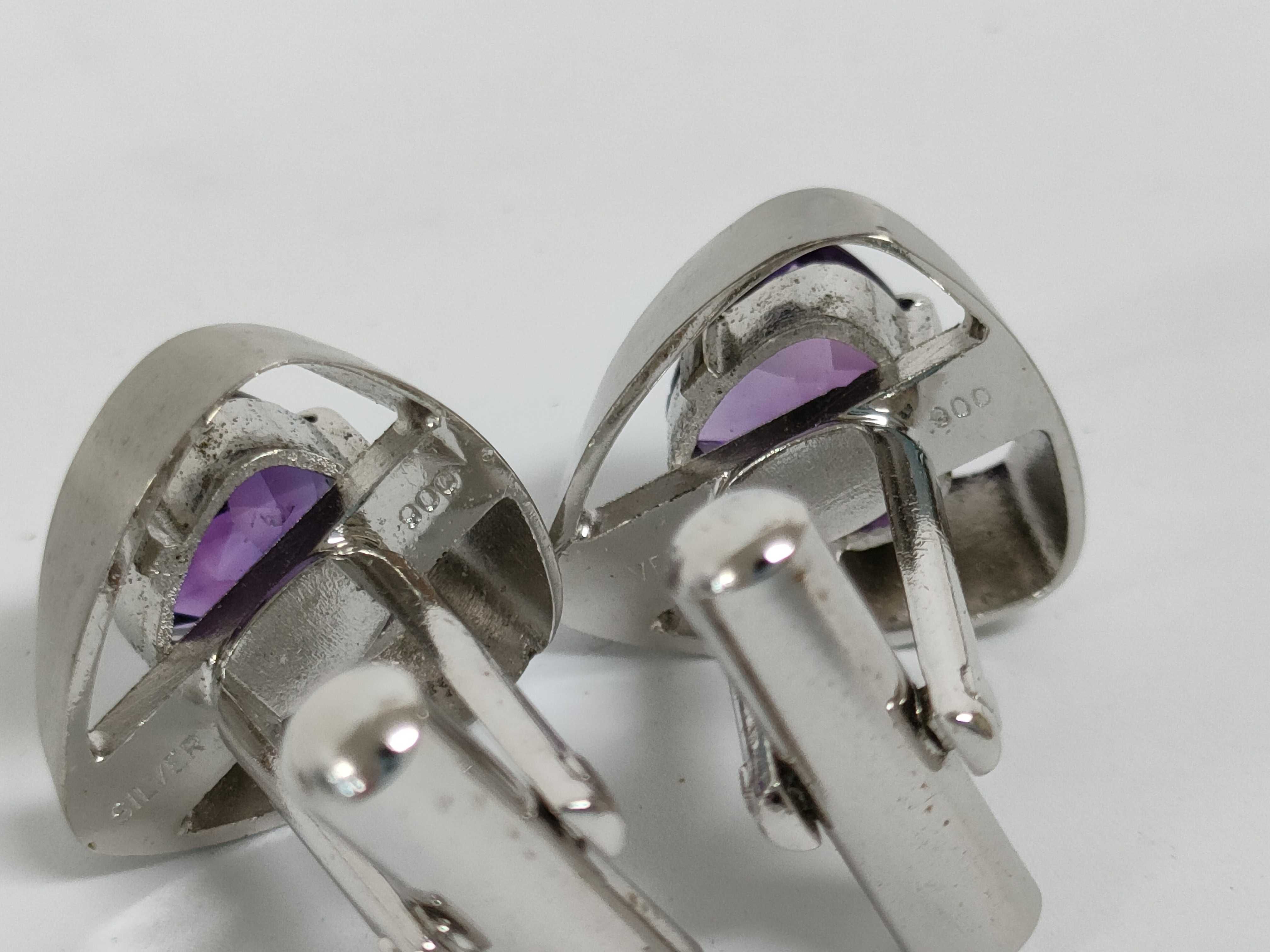 An Assortment of Men's 900 Silver and Amethyst Jewelry