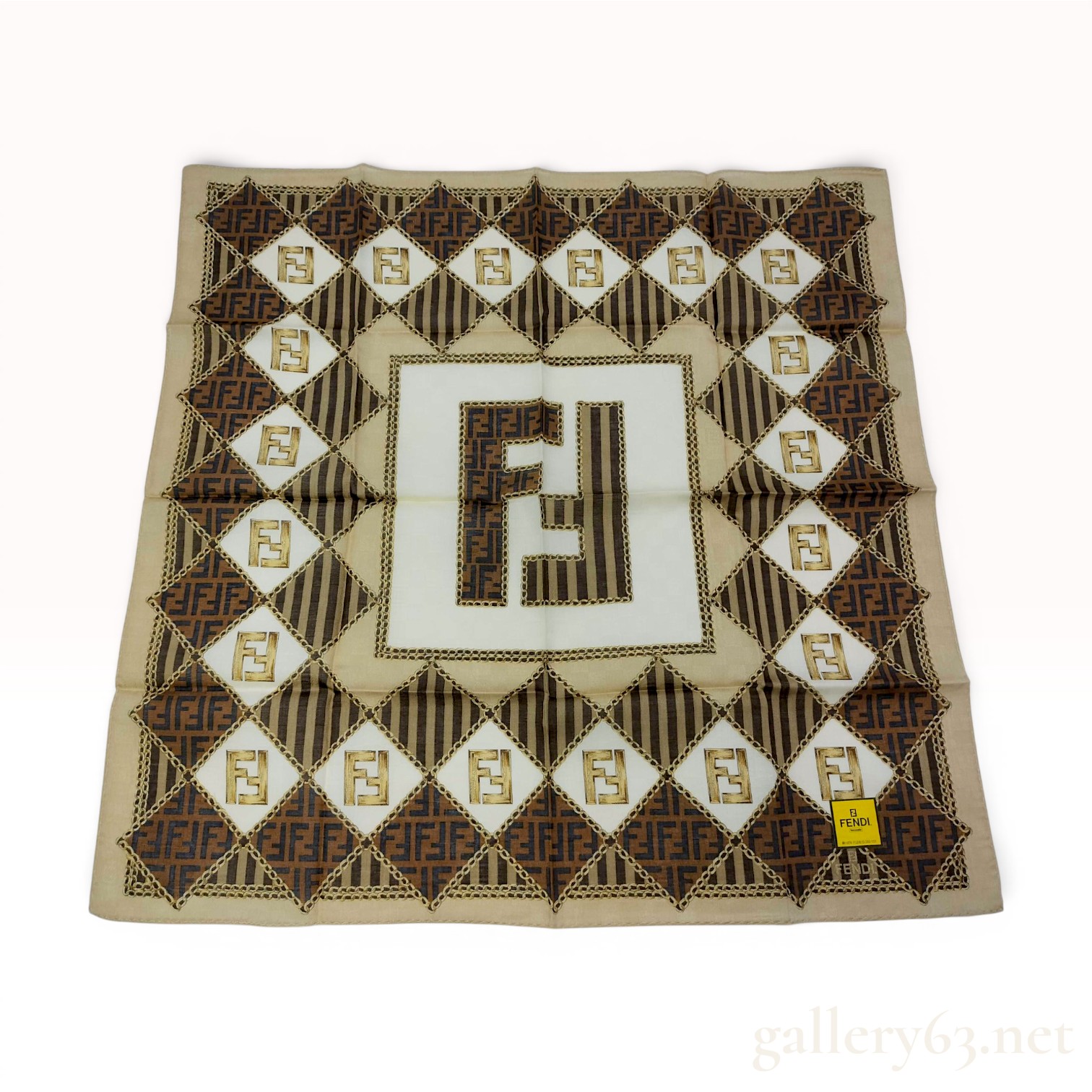 Fendi Zucca Print Cotton Handkerchief Scarf