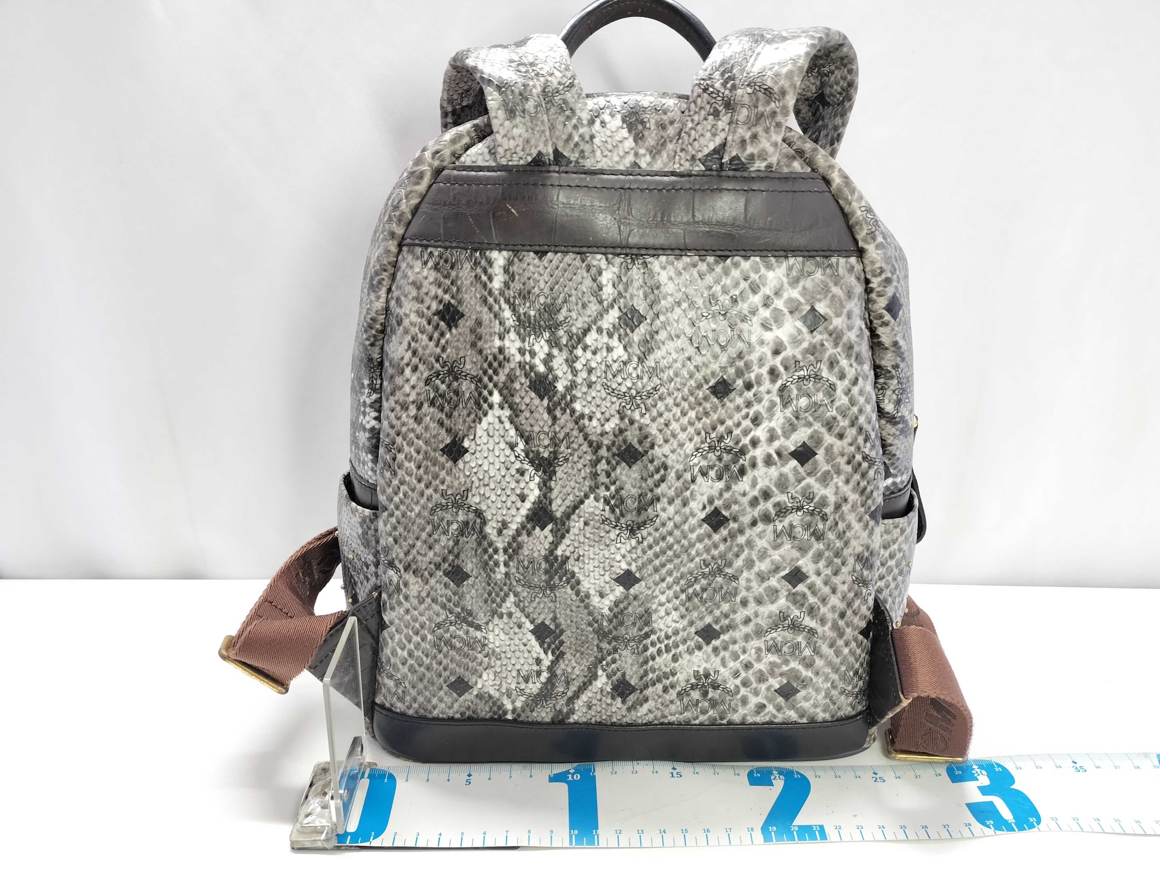 MCM Small Studded Snakeskin Print Stark Backpack