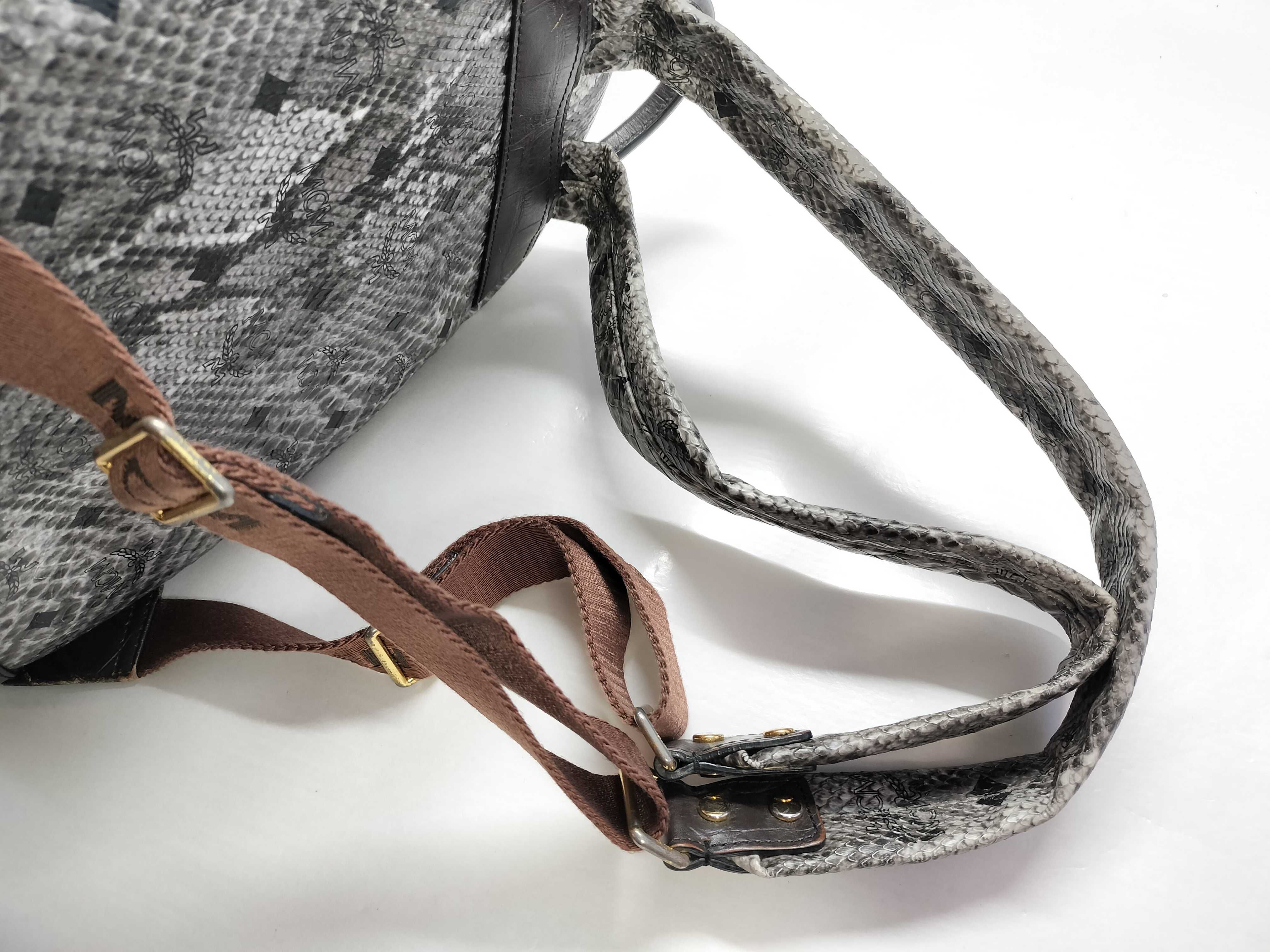 MCM Small Studded Snakeskin Print Stark Backpack
