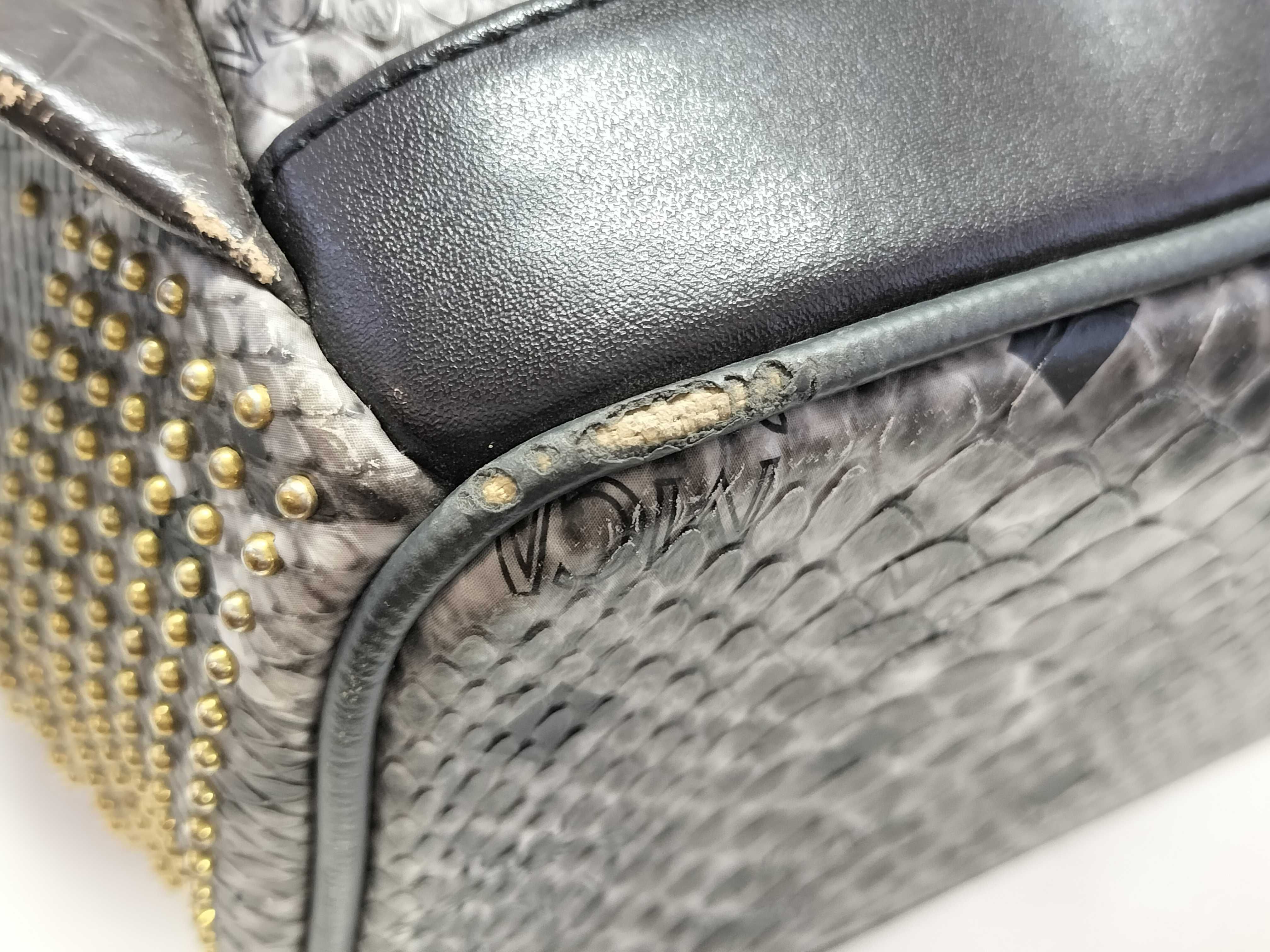 MCM Small Studded Snakeskin Print Stark Backpack