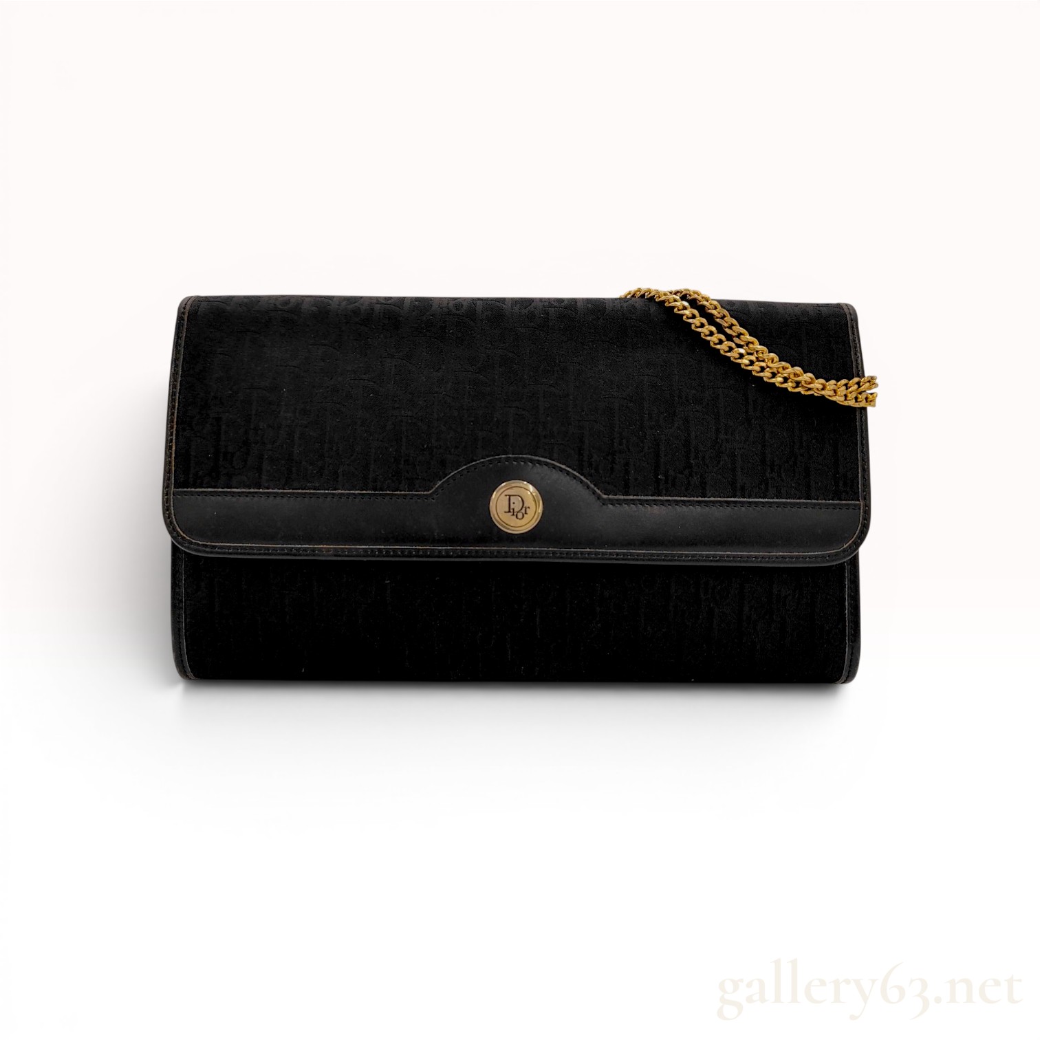 Christian Dior Black Trotter Monogram Canvas Chain Clutch Bag