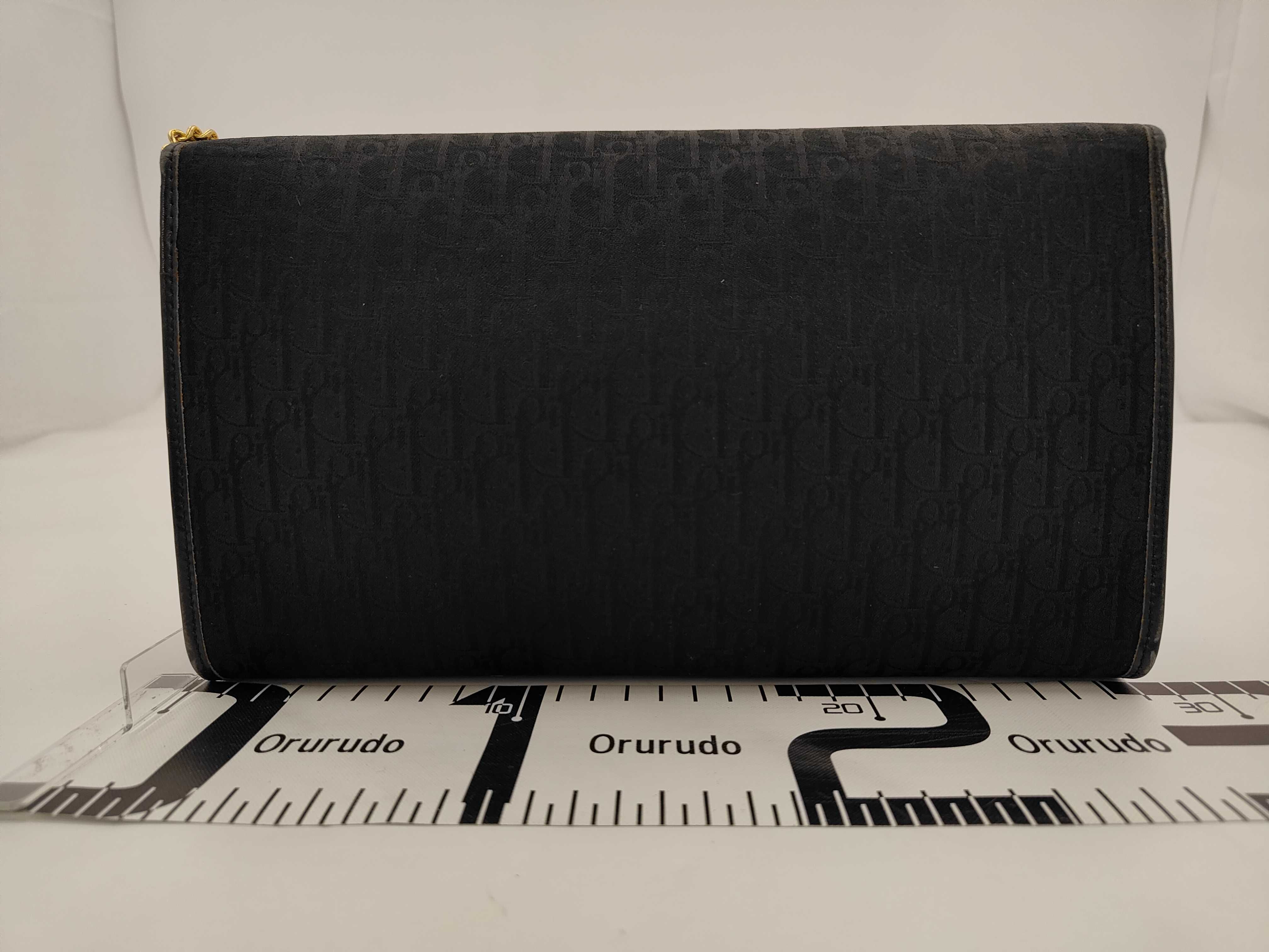 Christian Dior Black Trotter Monogram Canvas Chain Clutch Bag