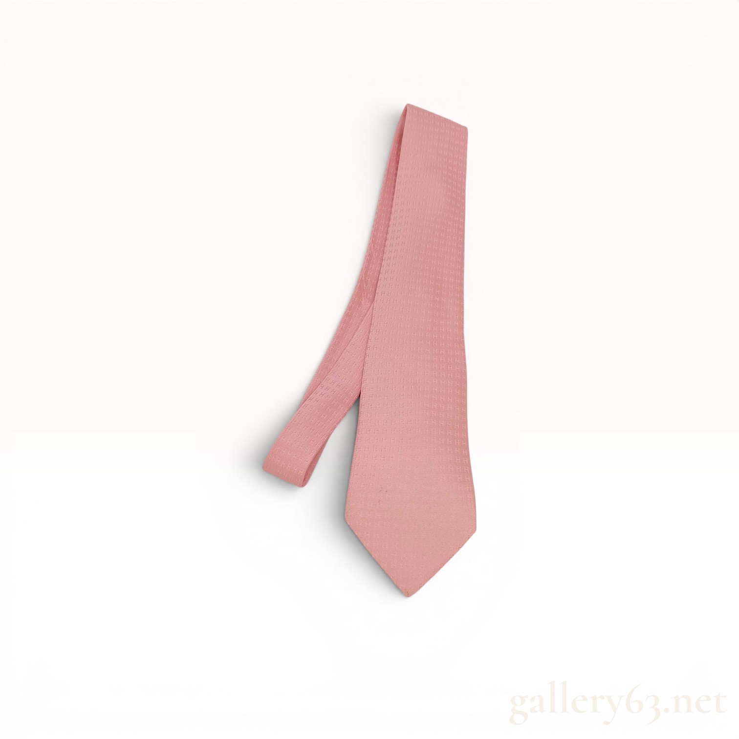 Hermes Faconnee H Pink Silk Necktie