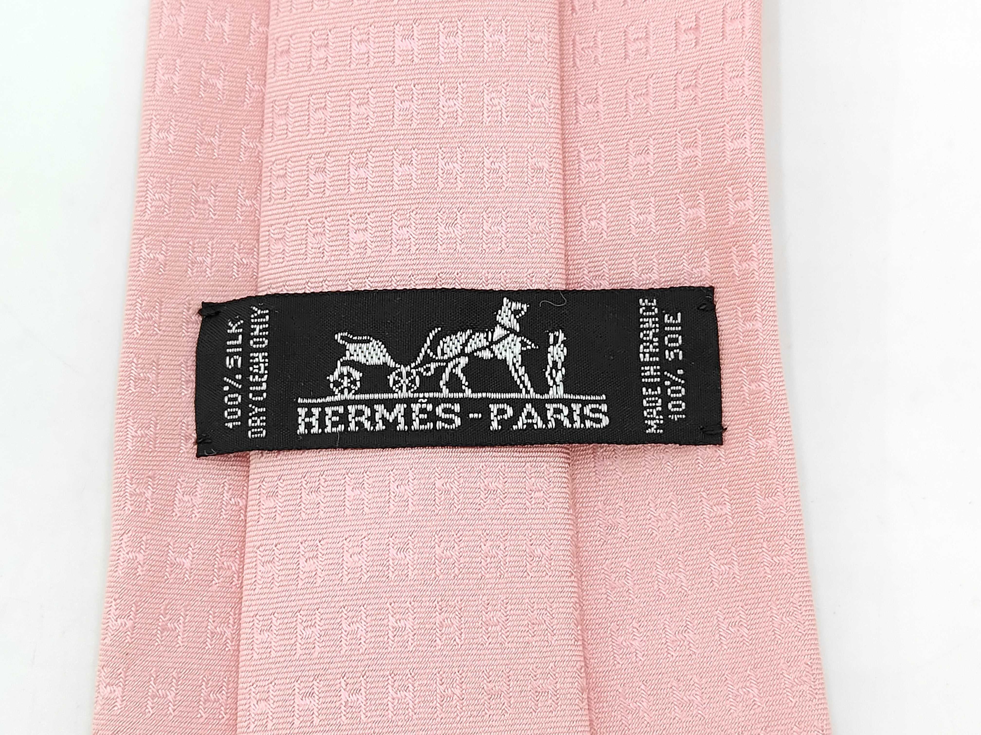 Hermes Faconnee H Pink Silk Necktie