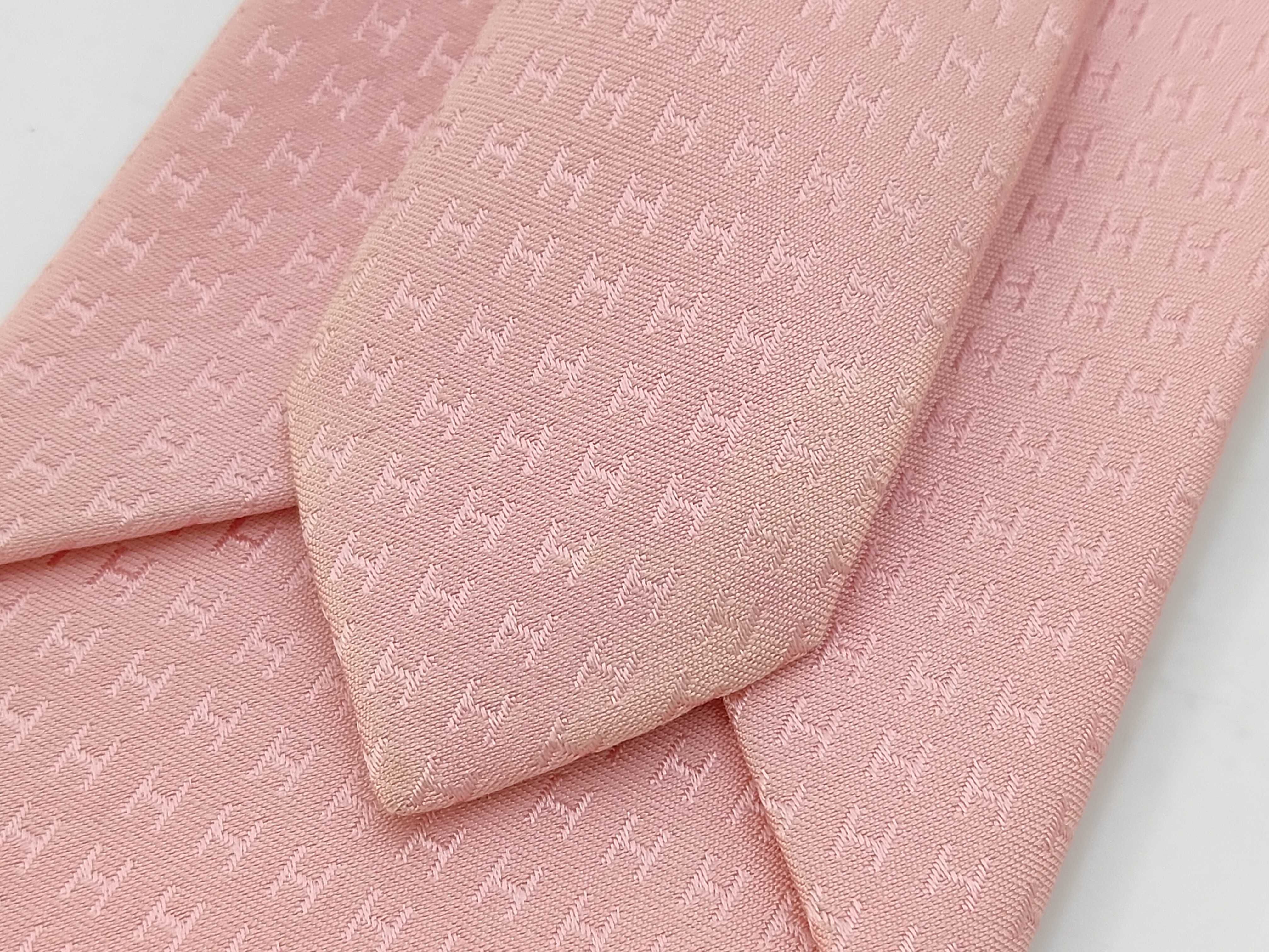 Hermes Faconnee H Pink Silk Necktie