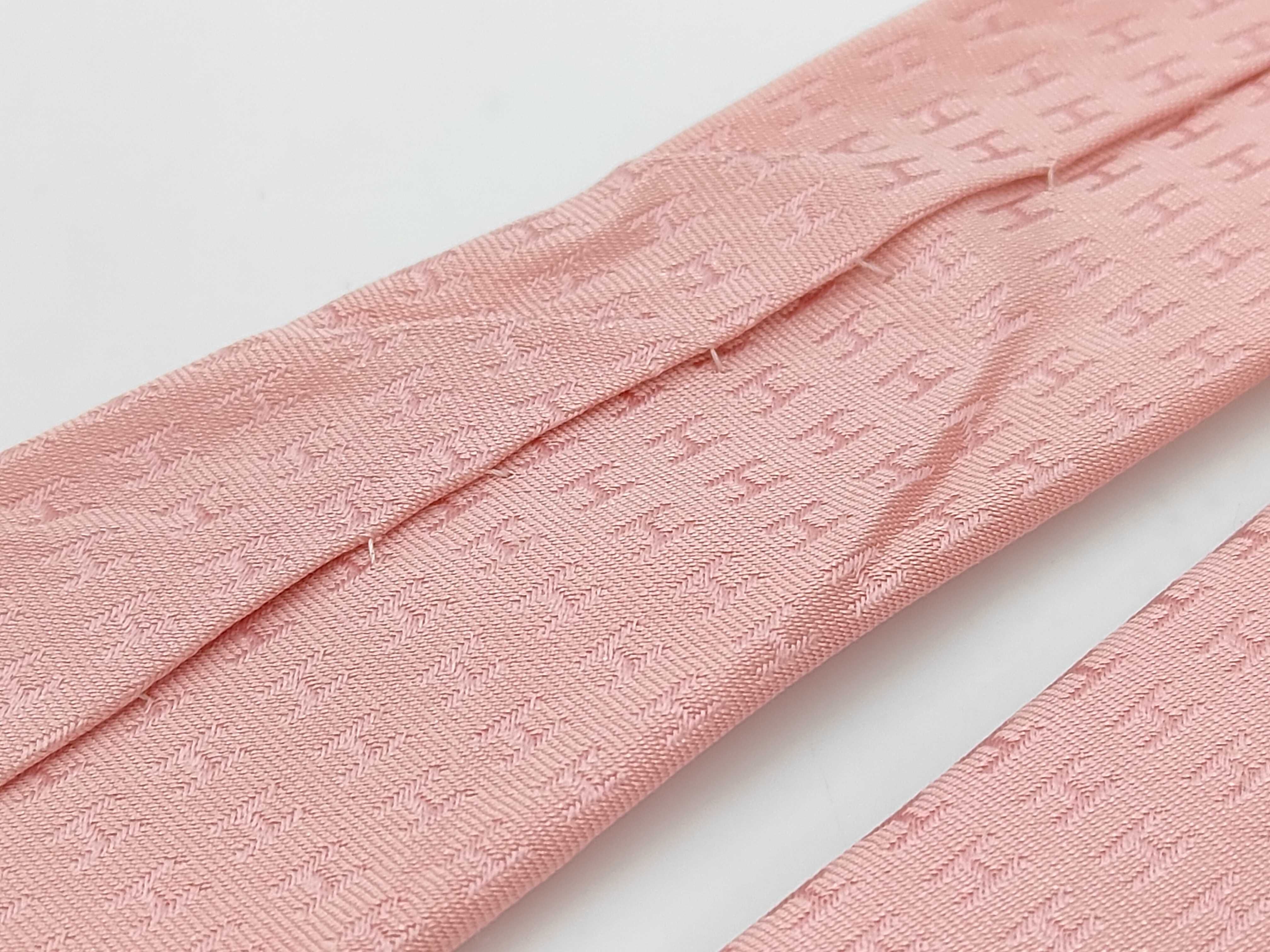 Hermes Faconnee H Pink Silk Necktie