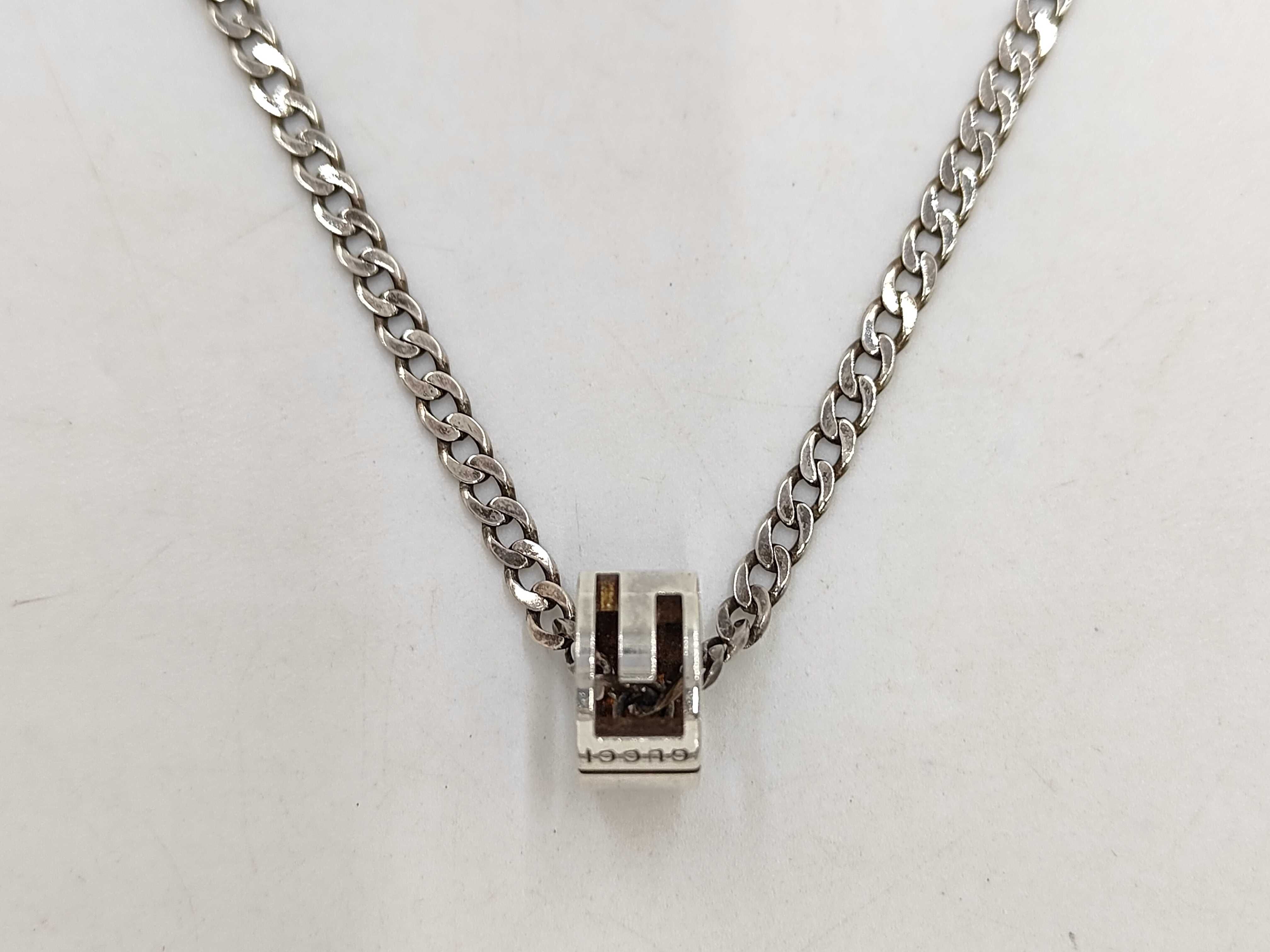 Gucci Sterling Silver Cutout G Pendant Necklace