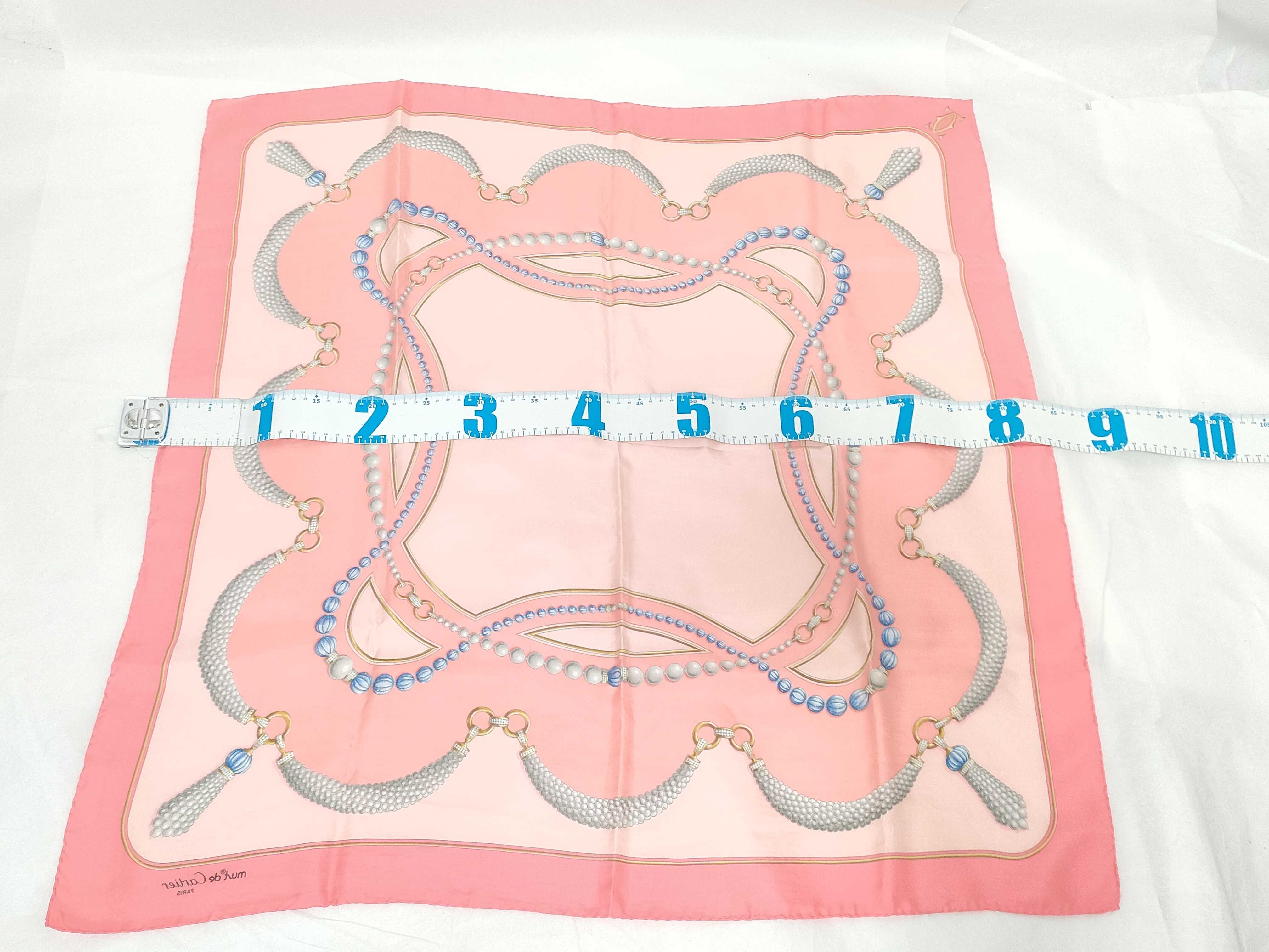 Must de Cartier Silk Scarf with Jewelry Motif and Original Box