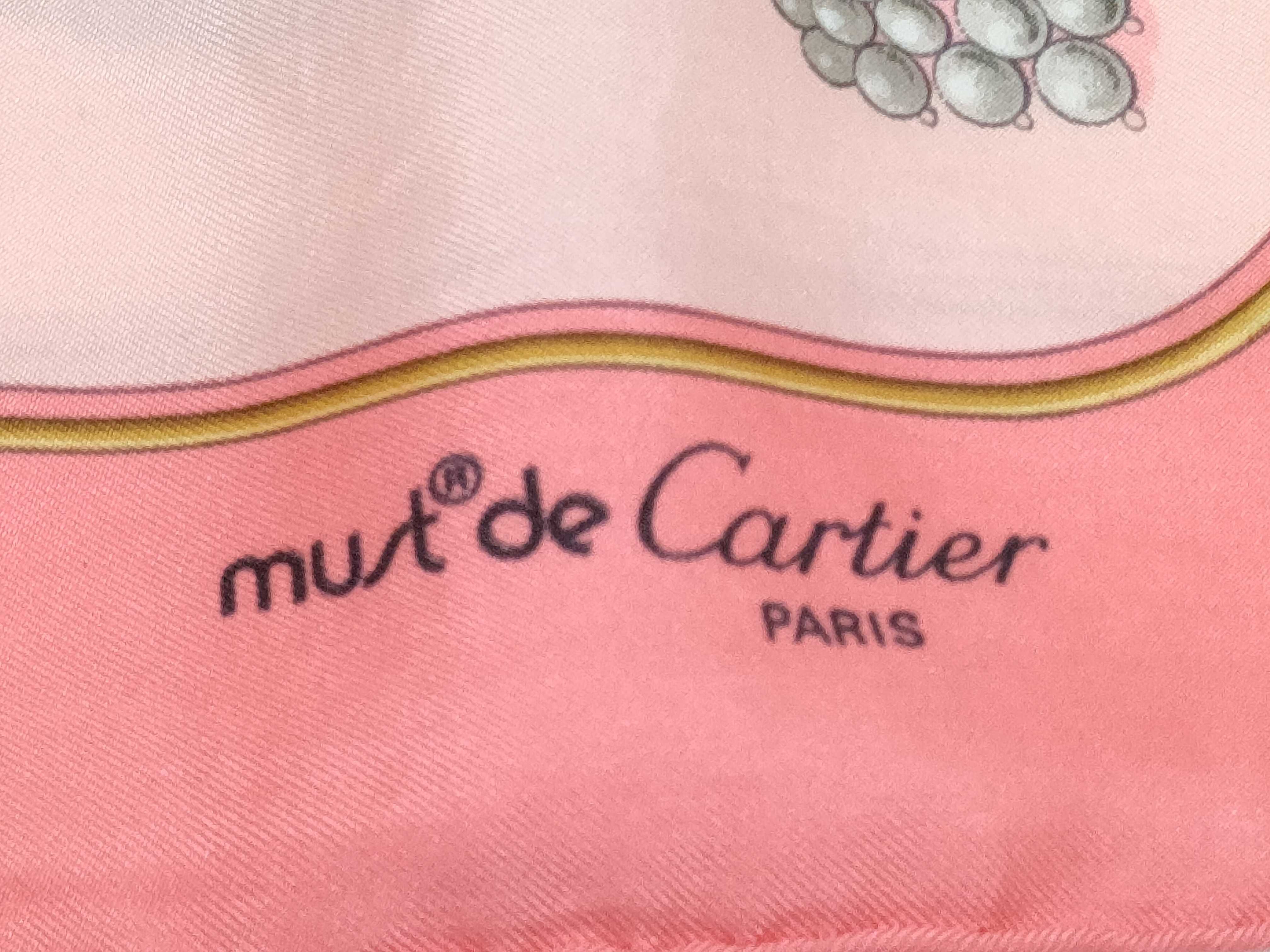 Must de Cartier Silk Scarf with Jewelry Motif and Original Box