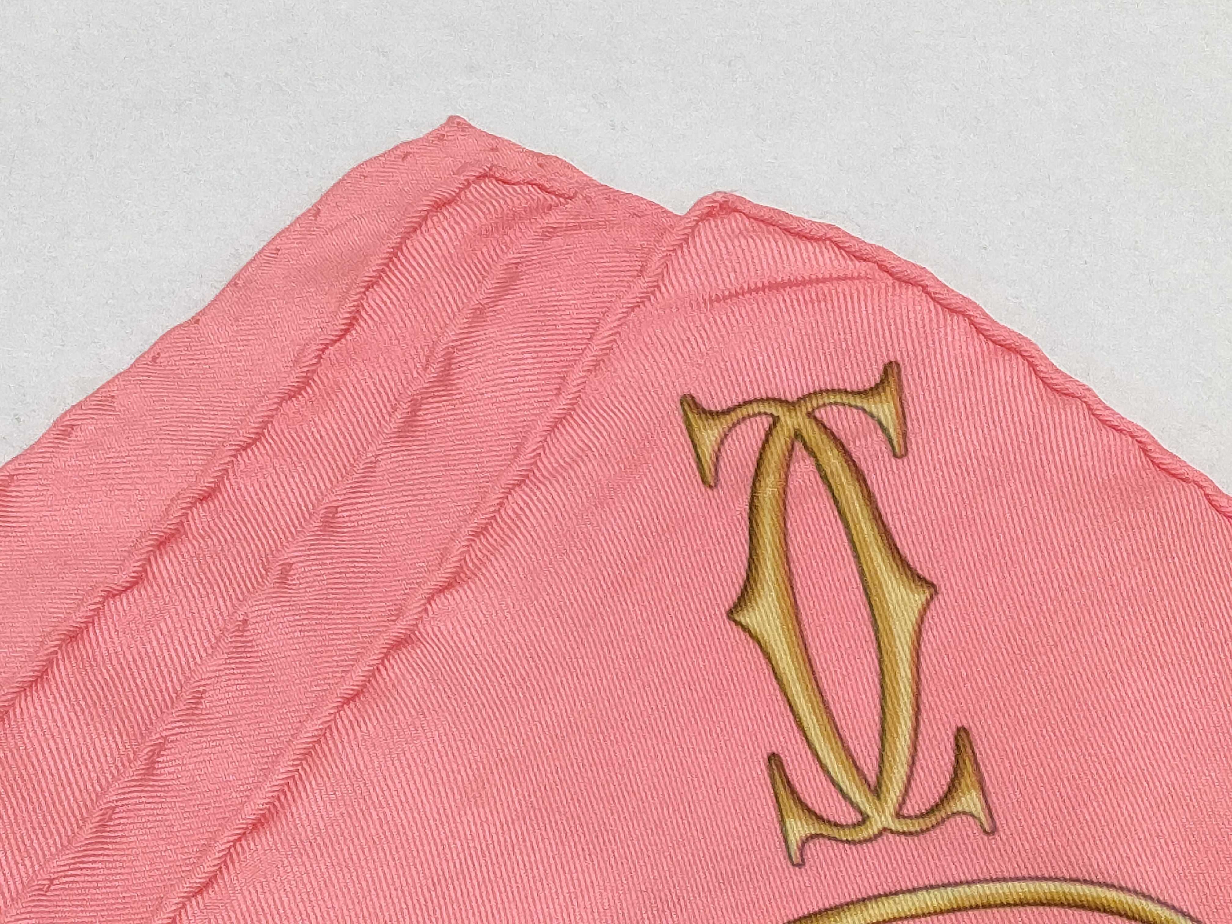 Must de Cartier Silk Scarf with Jewelry Motif and Original Box