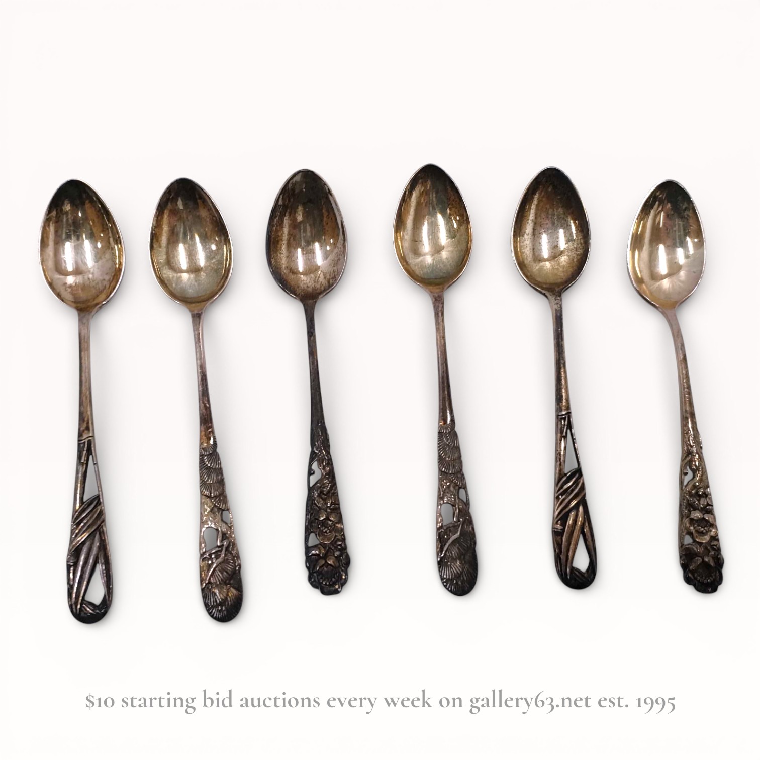 A Set of Six Japanese Silver Demitasse Spoons