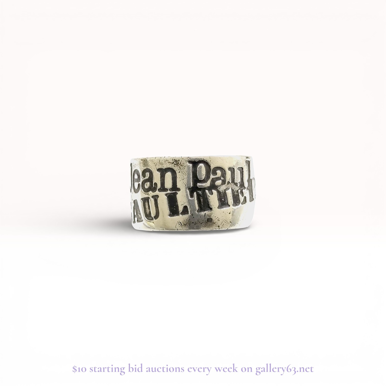 Jean Paul Gaultier Sterling Silver Logo Band Ring