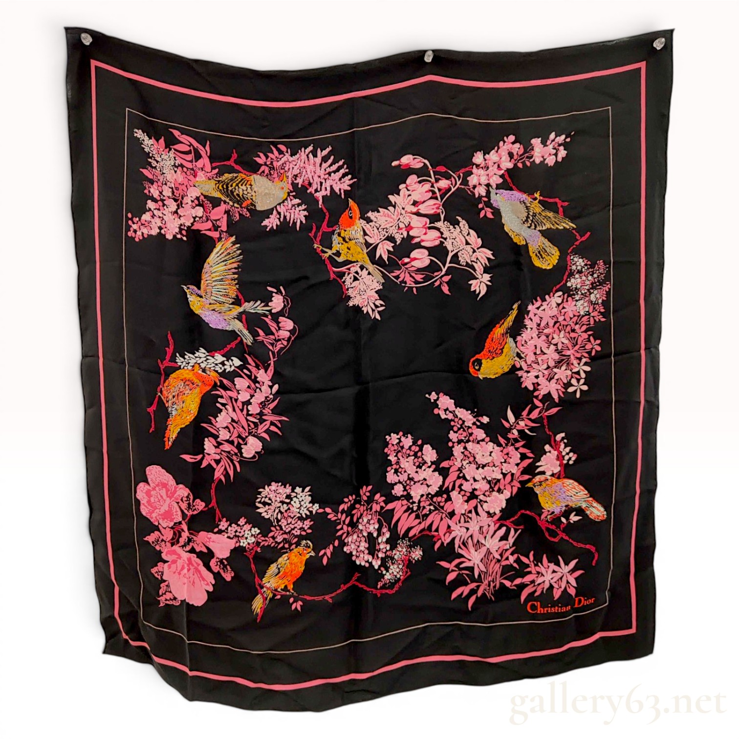 Christian Dior Birds and Blossoms Silk Scarf