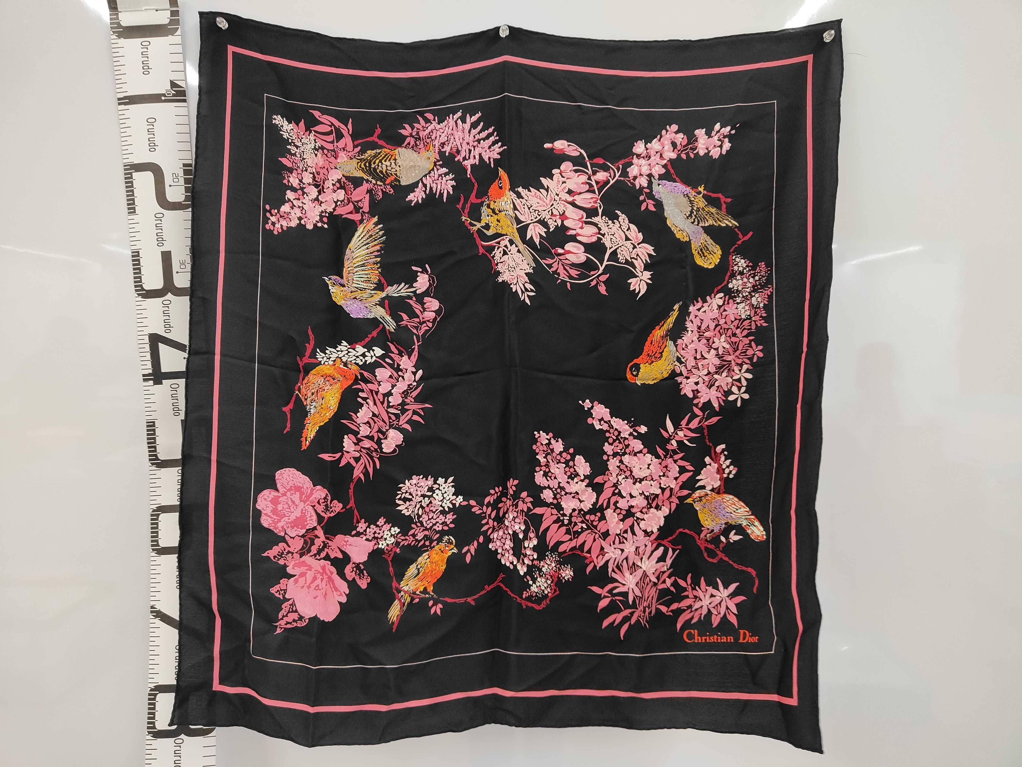 Christian Dior Birds and Blossoms Silk Scarf