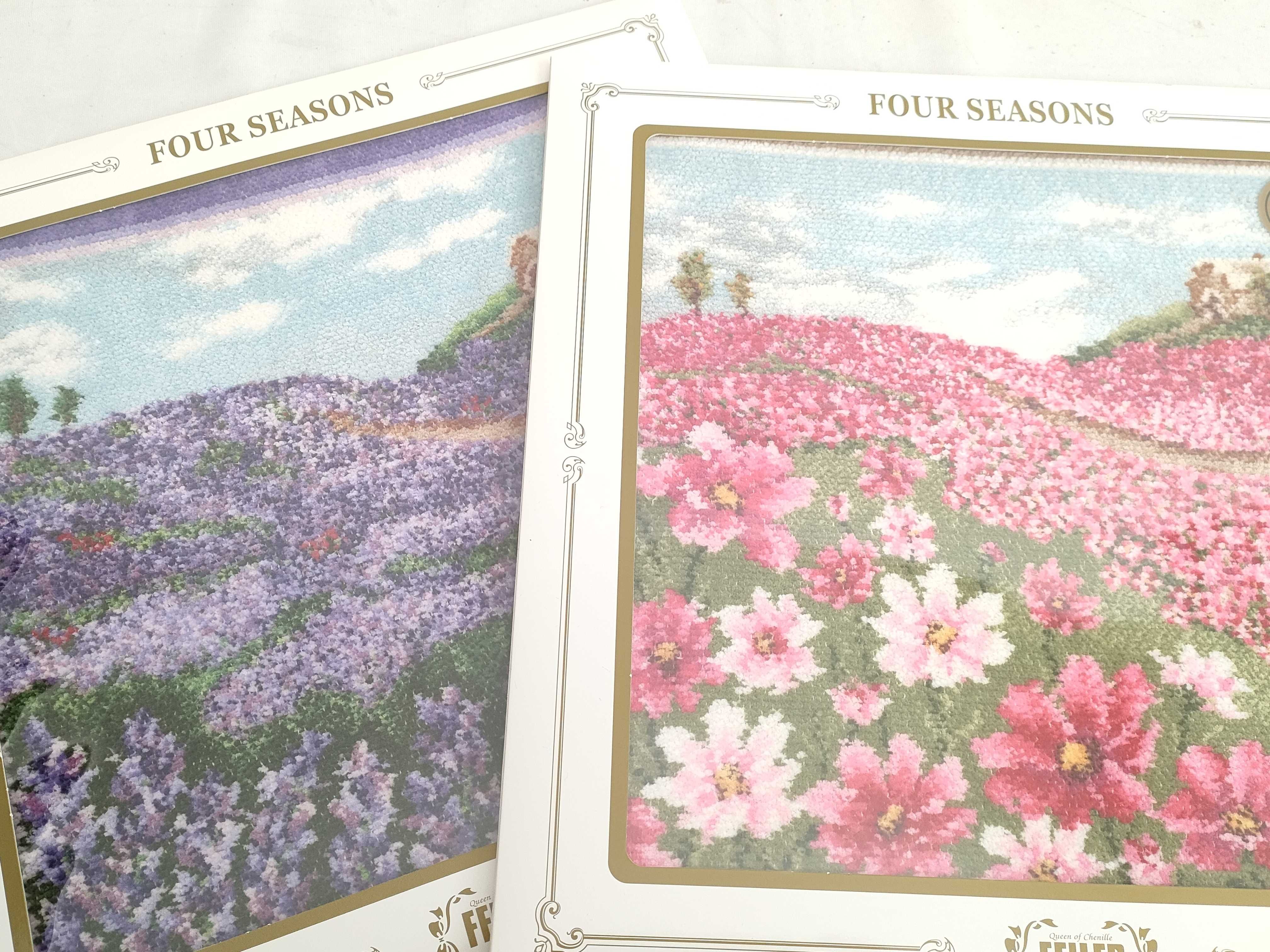 A Trio of Feiler Four Seasons German Chenille Handkerchiefs