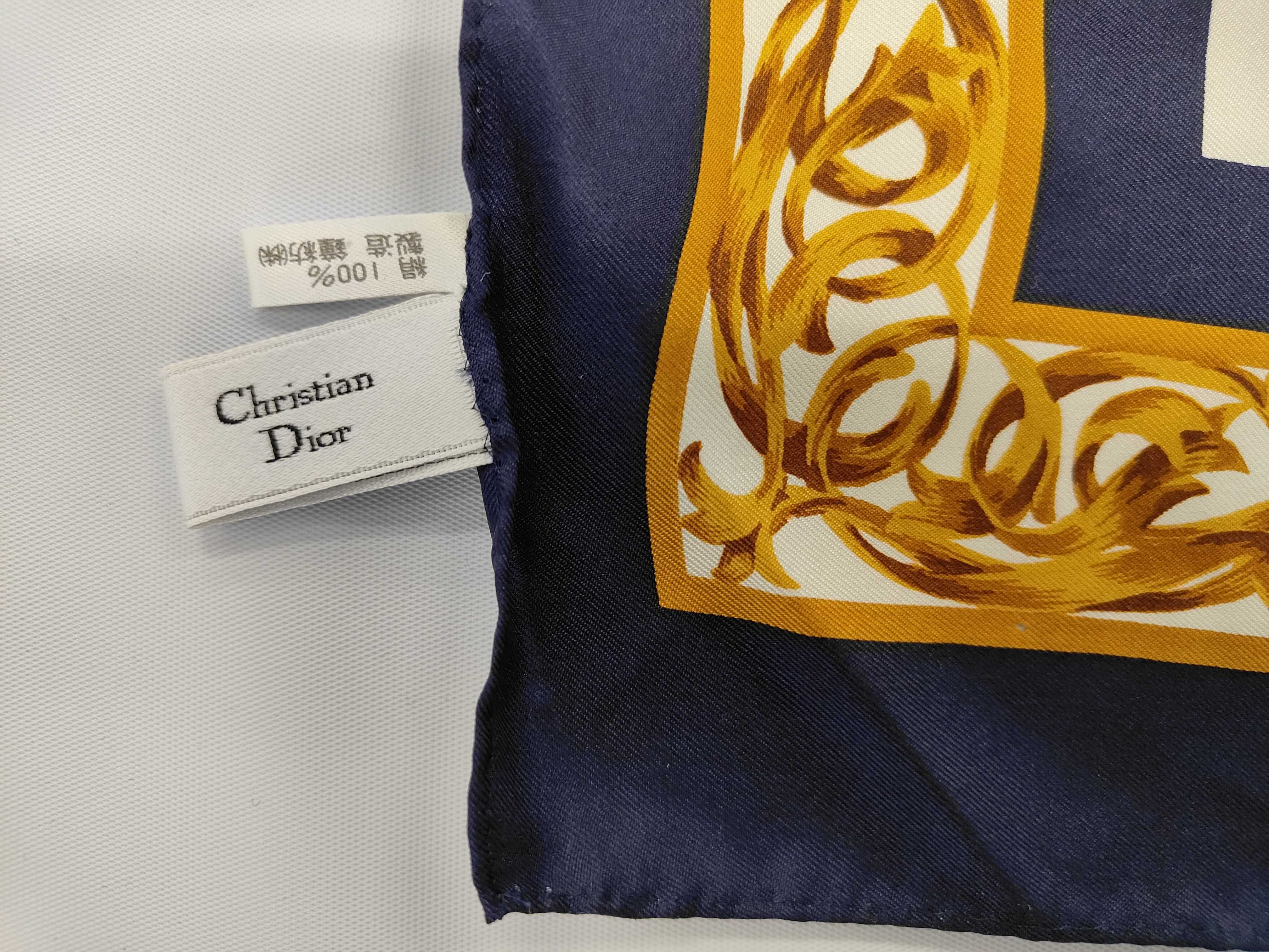 Christian Dior Polka Dot and Acanthus Leaf Silk Scarf