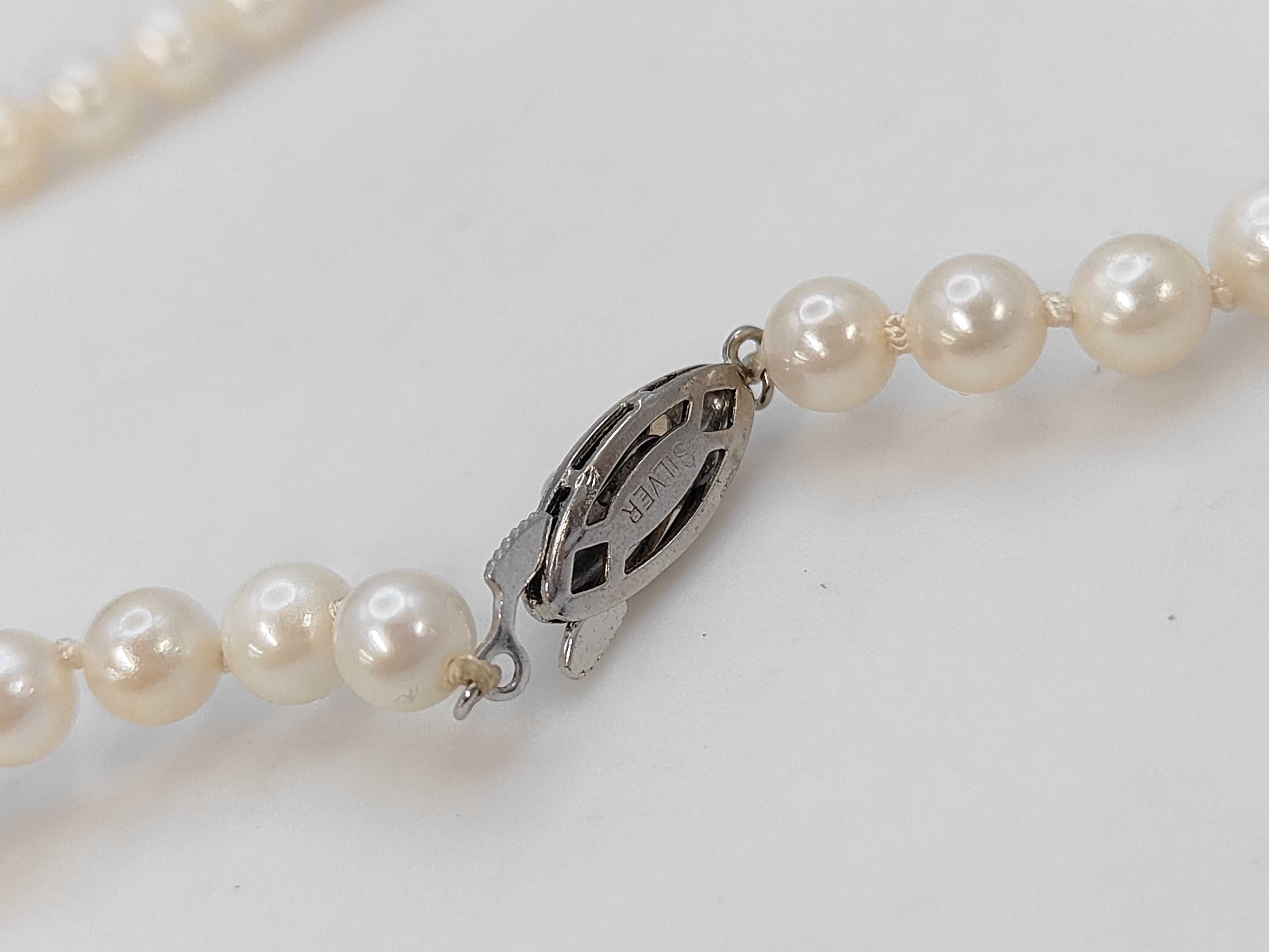 Long Cultured Pearl Necklace with Silver Filigree Clasp