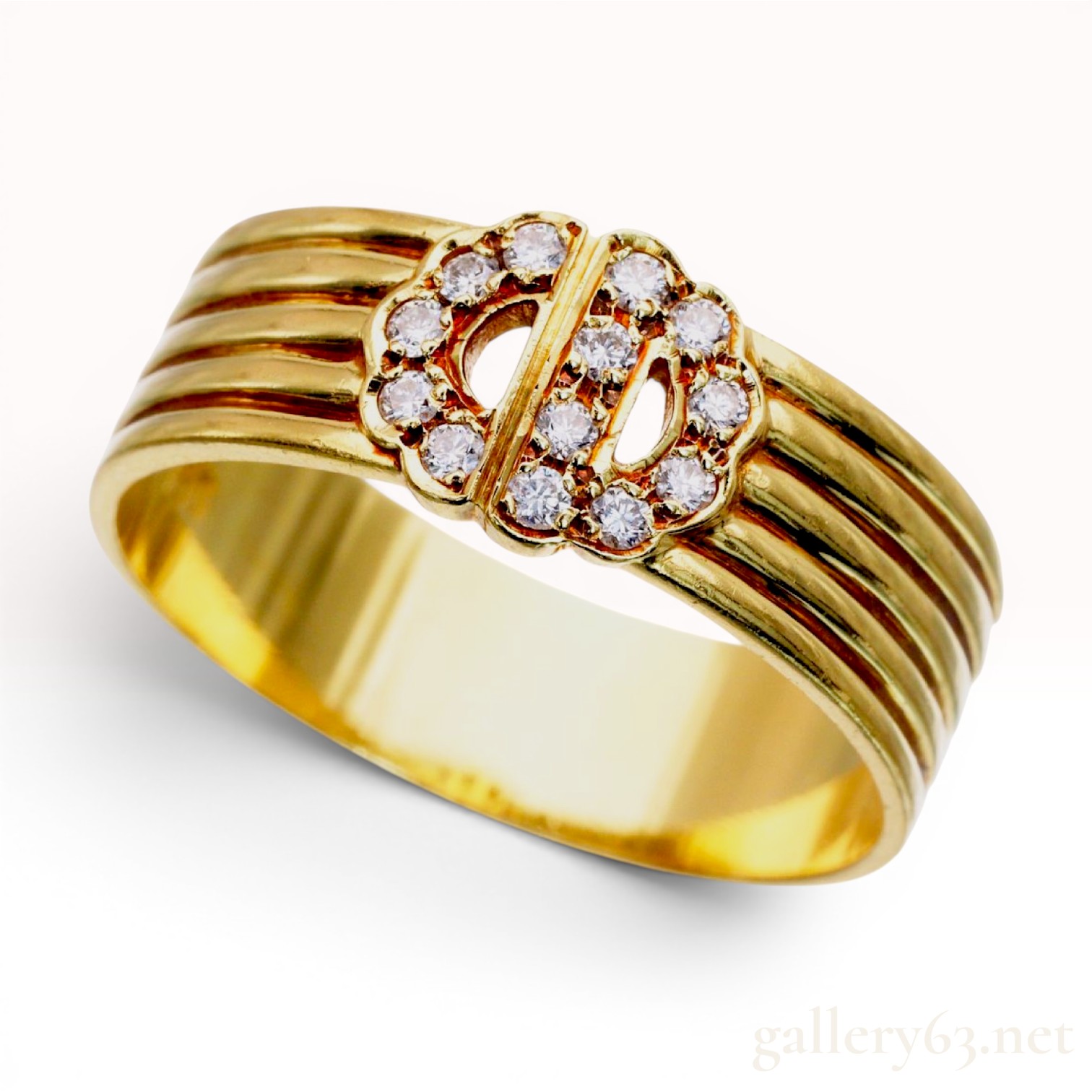 Christian Dior 18kt Yellow Gold and Diamond Logo Band Ring