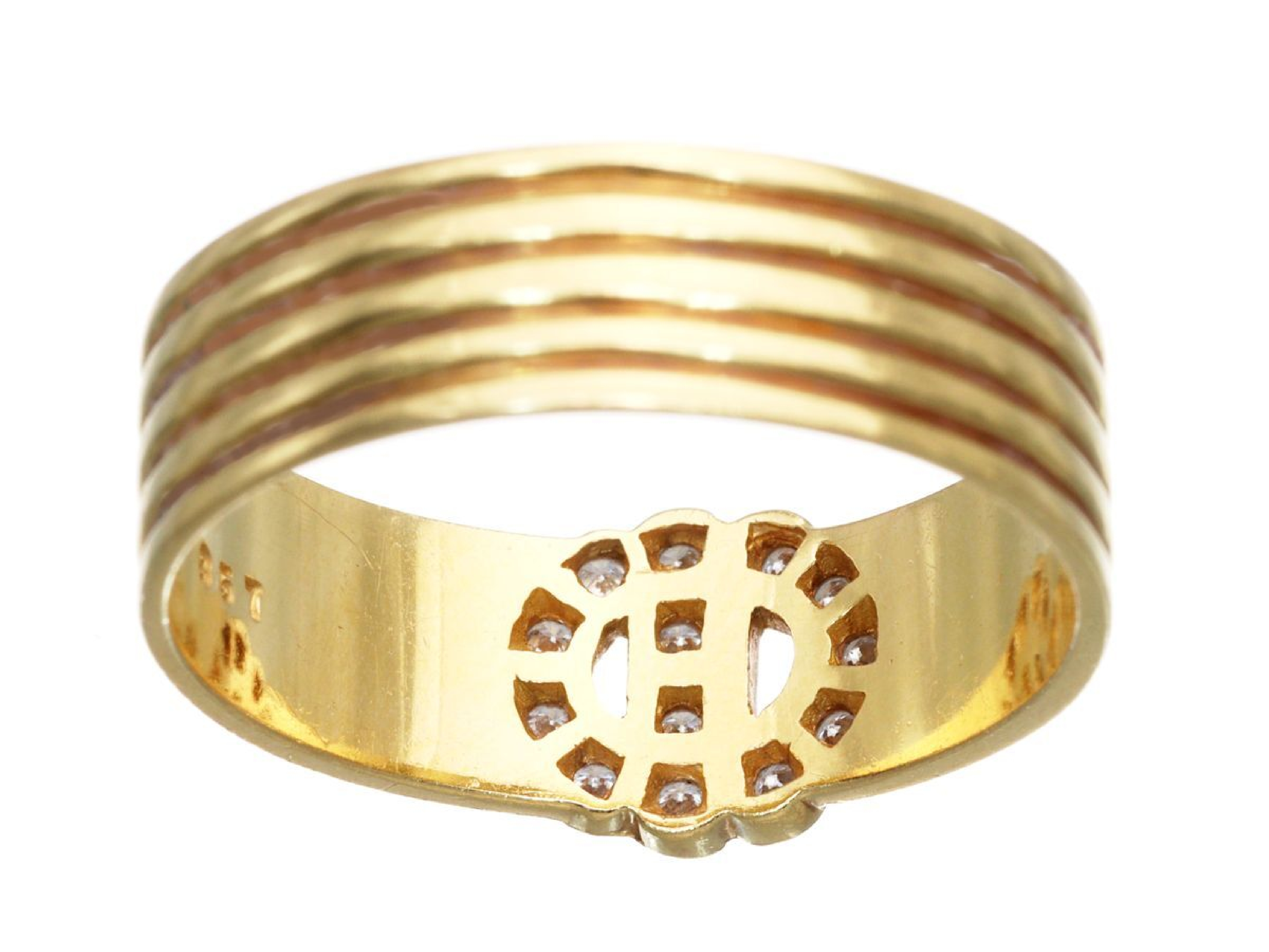 Christian Dior 18kt Yellow Gold and Diamond Logo Band Ring