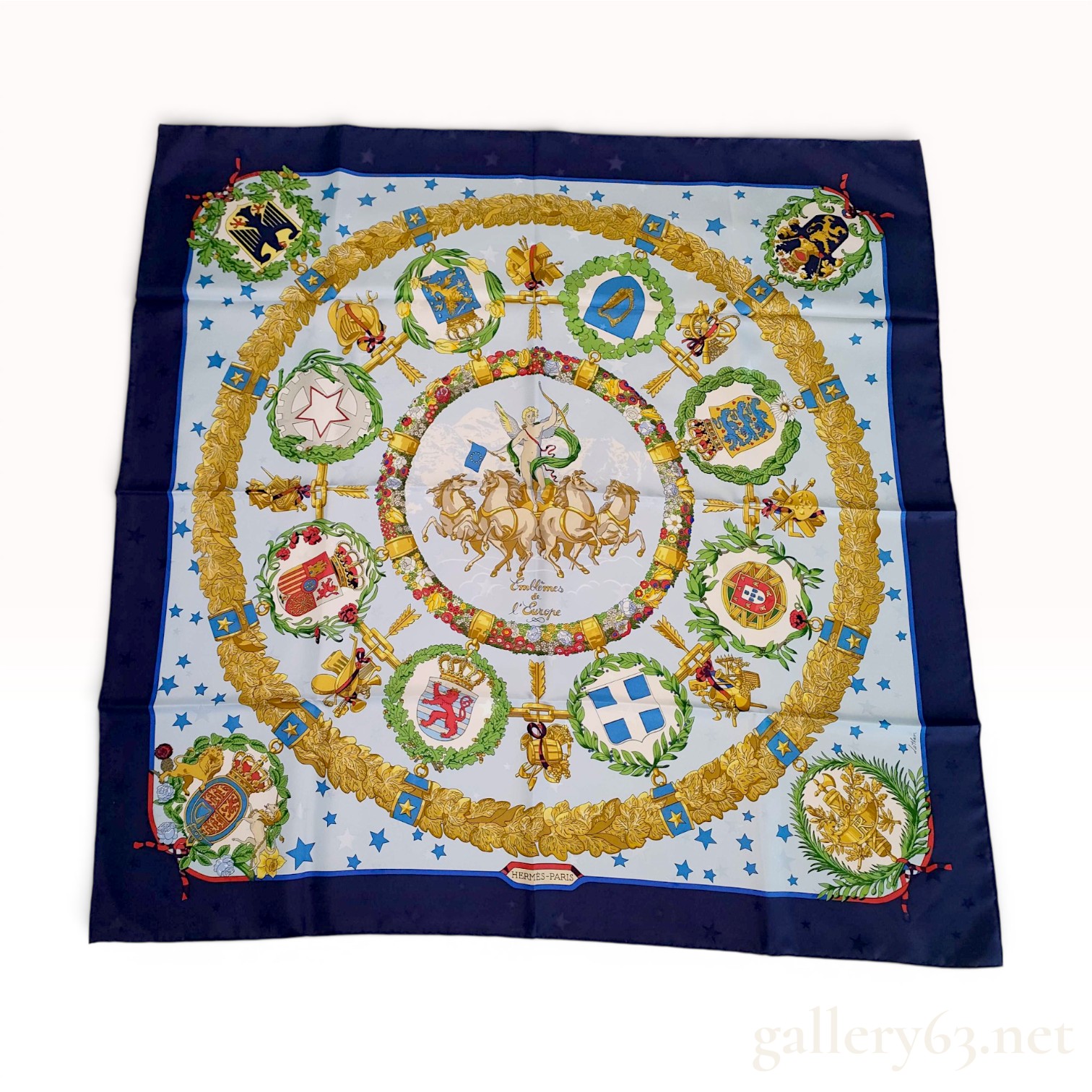Hermes Emblemes de l'Europe Silk Scarf by Caty Latham with Box
