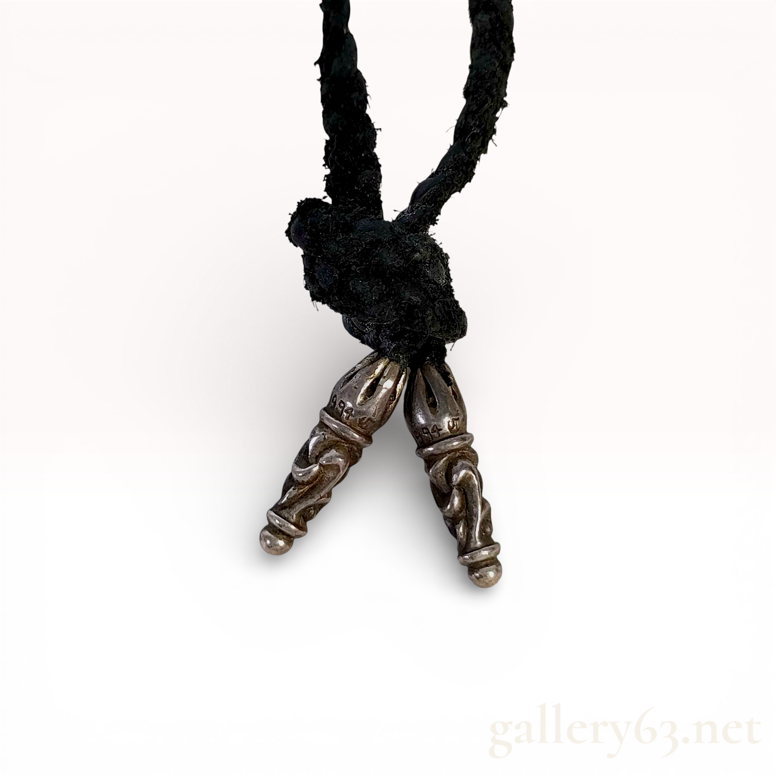 c. 1994 Chrome Hearts Sterling Silver Braided Leather Necklace