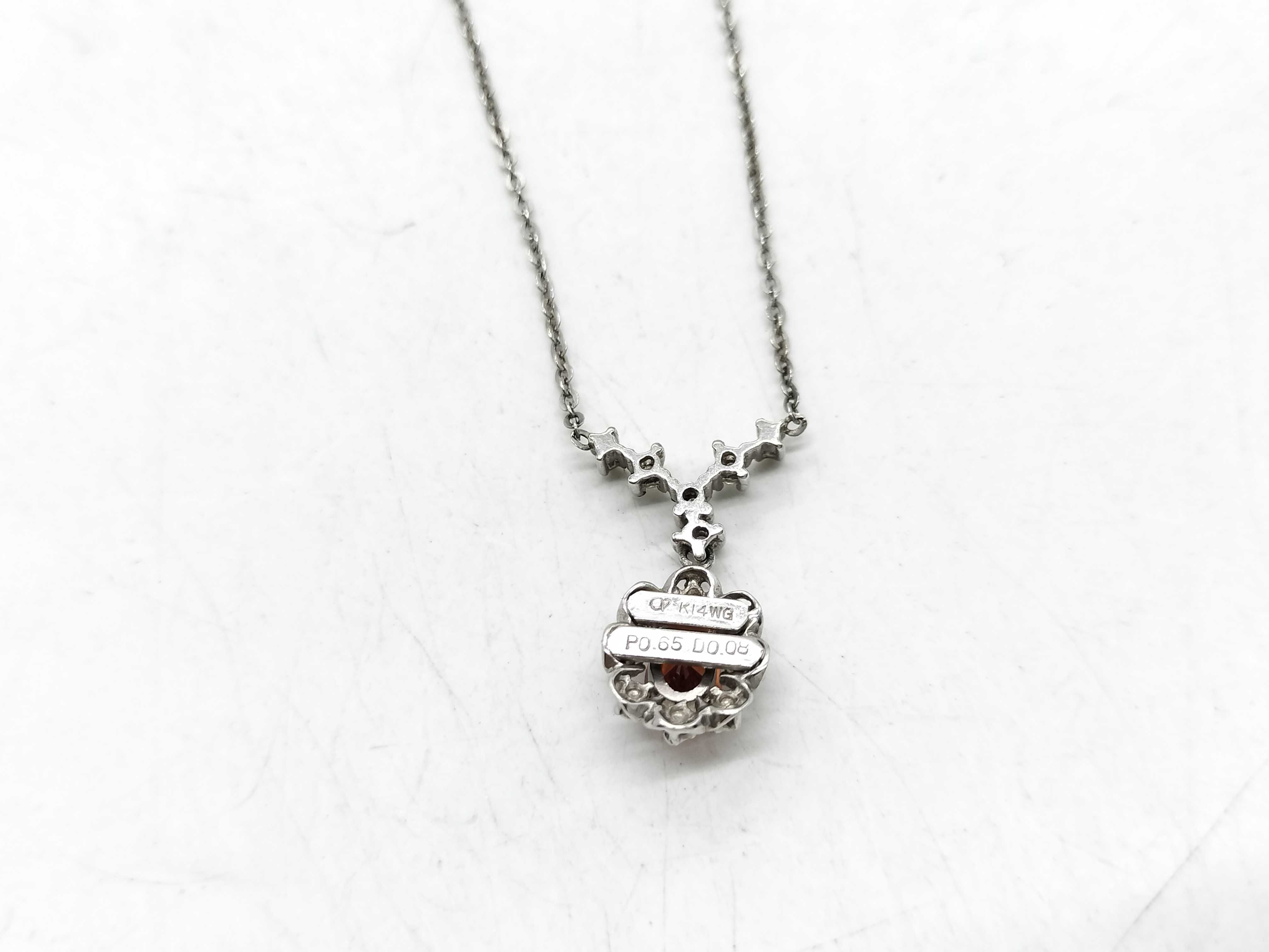 14 Karat White Gold Spessartite Garnet and Diamond Pendant Necklace