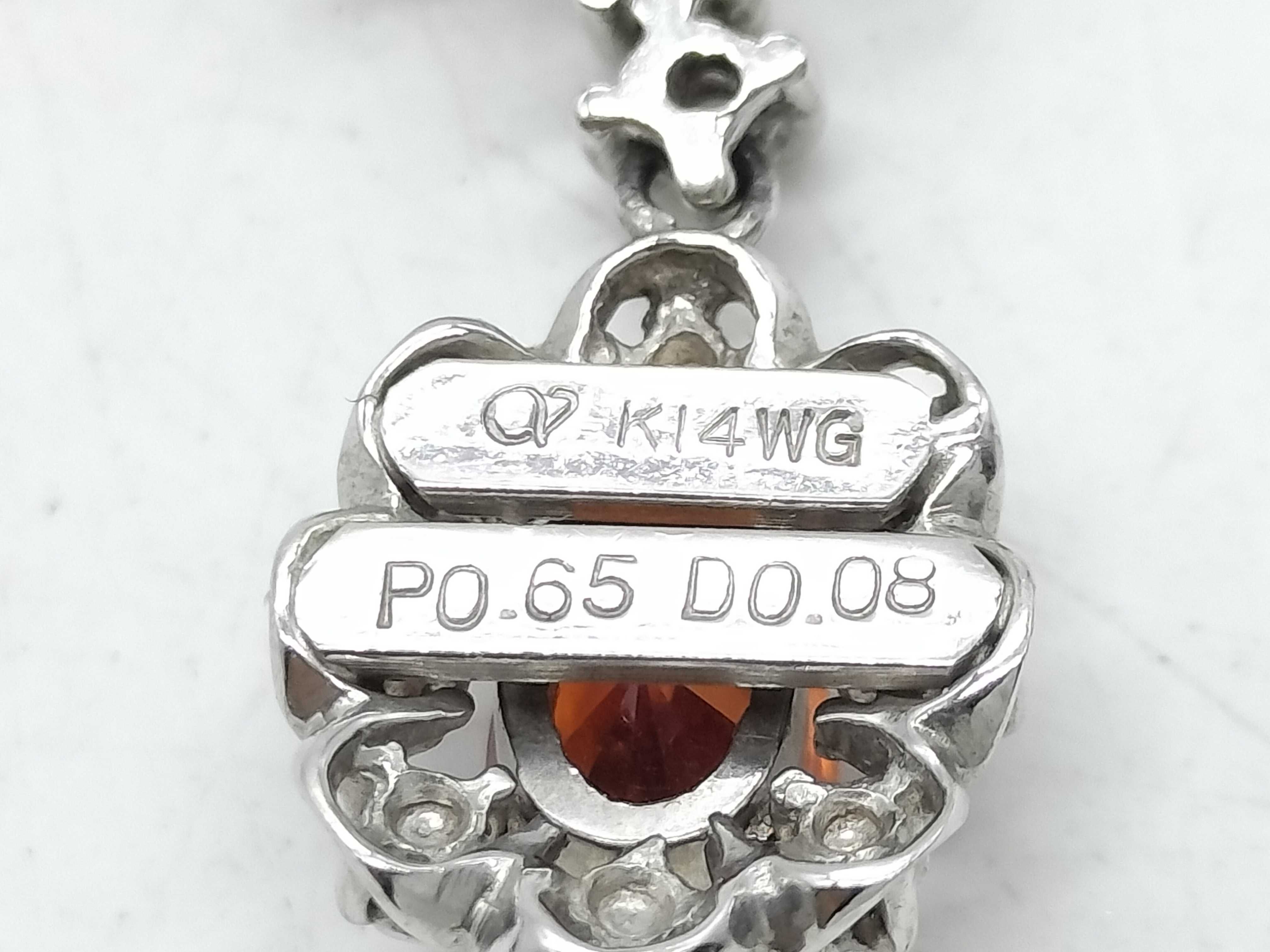 14 Karat White Gold Spessartite Garnet and Diamond Pendant Necklace