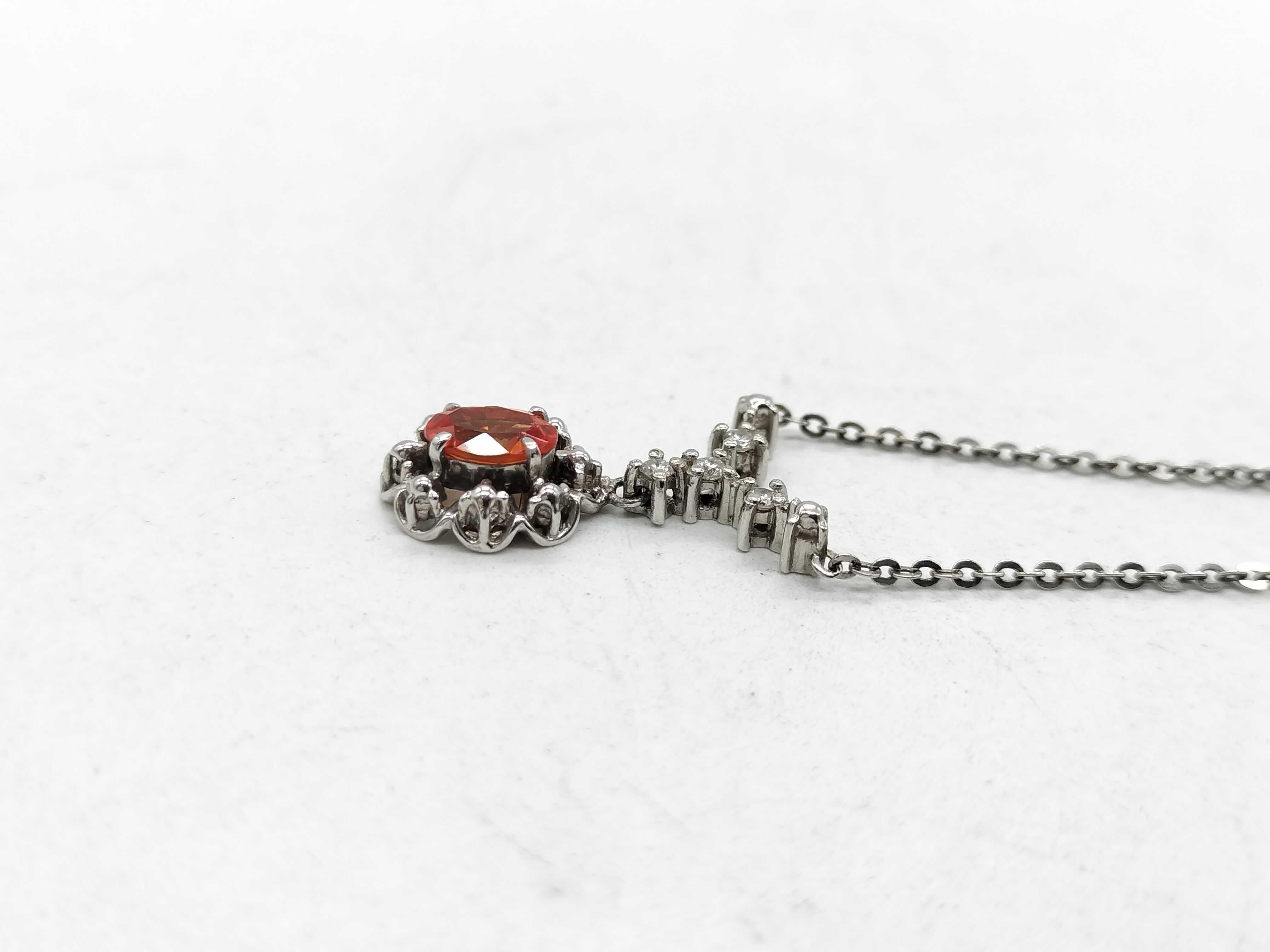 14 Karat White Gold Spessartite Garnet and Diamond Pendant Necklace