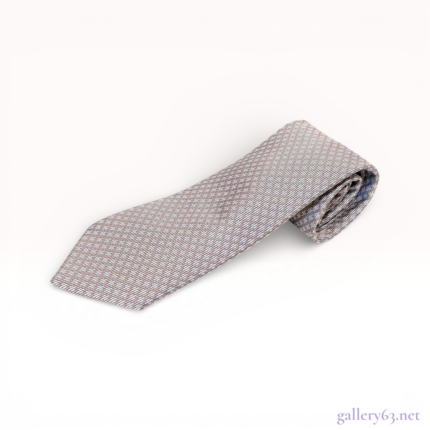 Hermes Men's Silk Necktie, Geometric Jacquard Pattern