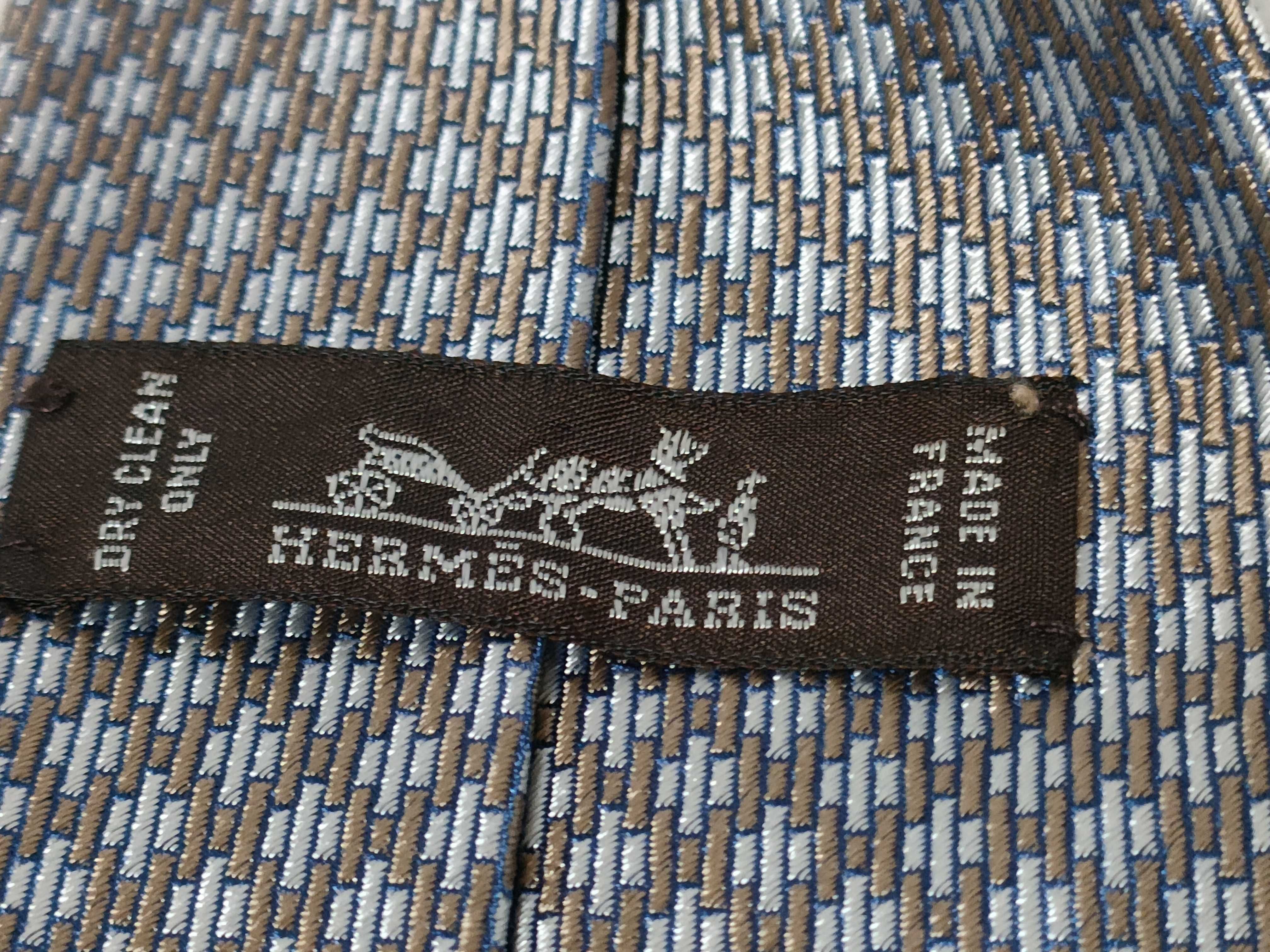 Hermes Men's Silk Necktie, Geometric Jacquard Pattern