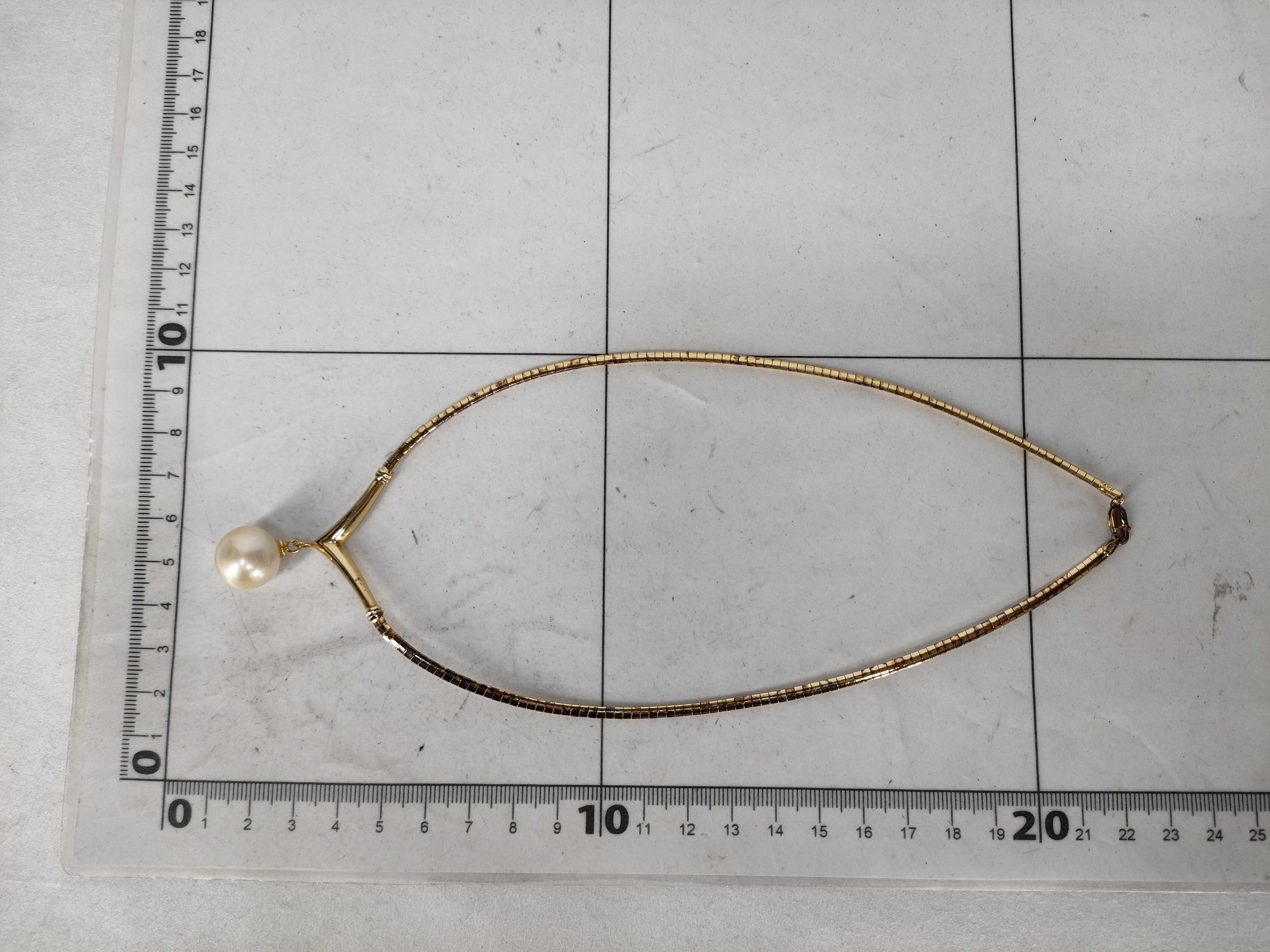 Gilt Sterling Silver Omega Chain Pearl Drop Necklace