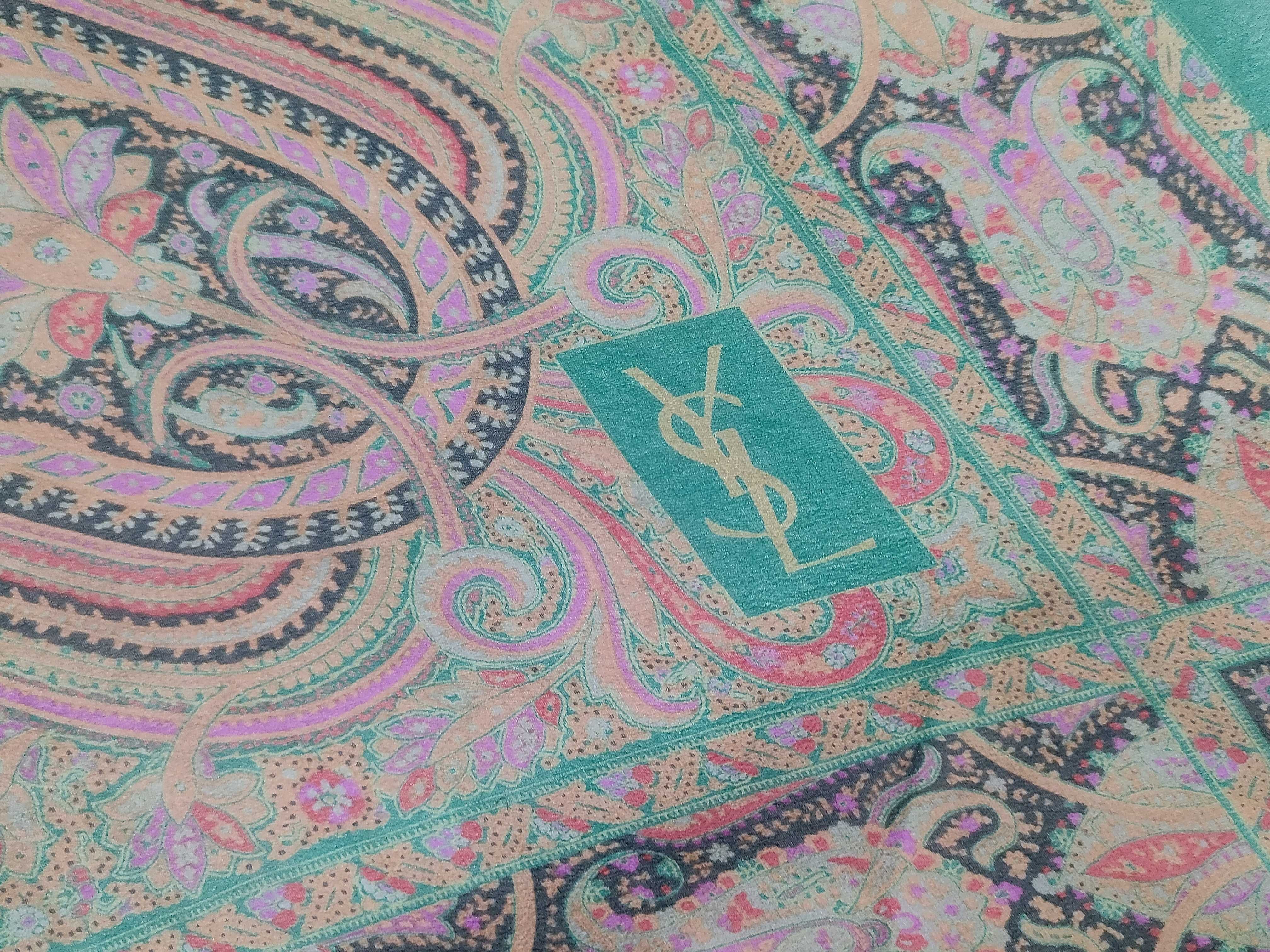 Yves Saint Laurent Large Paisley Print Silk Foulard