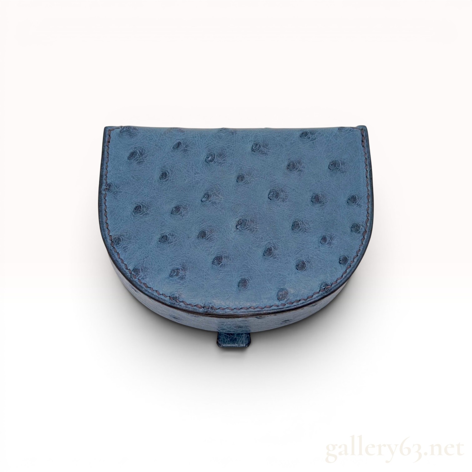 Hermes Blue Ostrich Leather Horseshoe Coin Purse
