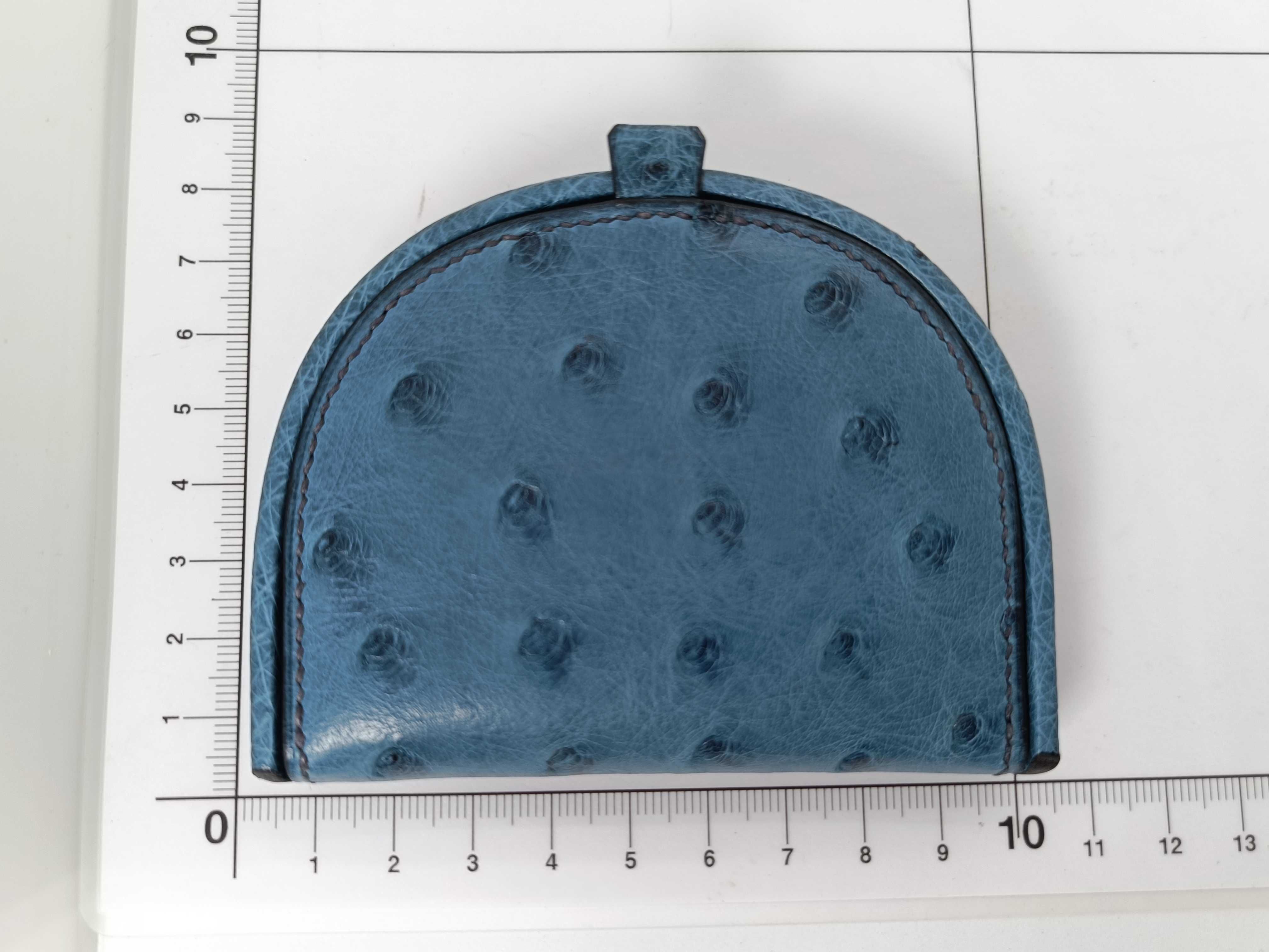 Hermes Blue Ostrich Leather Horseshoe Coin Purse