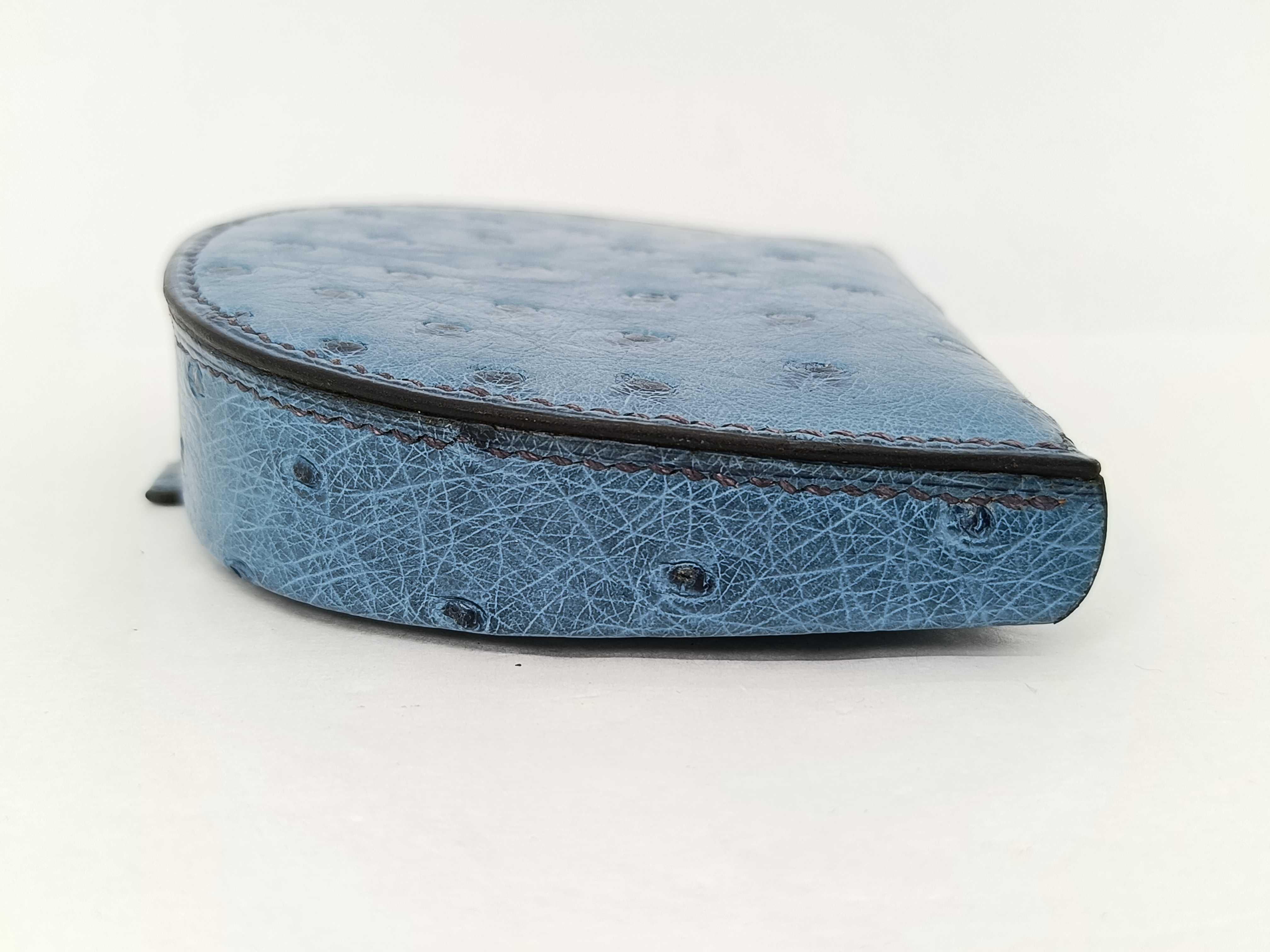 Hermes Blue Ostrich Leather Horseshoe Coin Purse